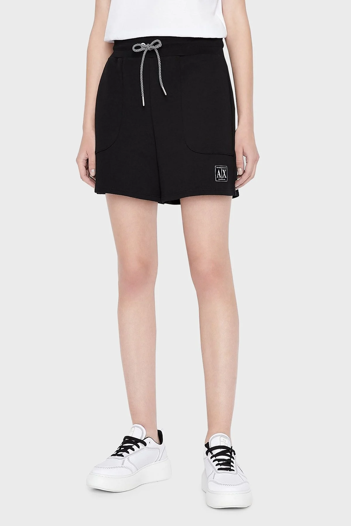 Armani Exchange Organik Pamuklu Regular Fit Fransız Havlu Bayan Short 3LYS84 YJ5VZ 1200 SİYAH - 1