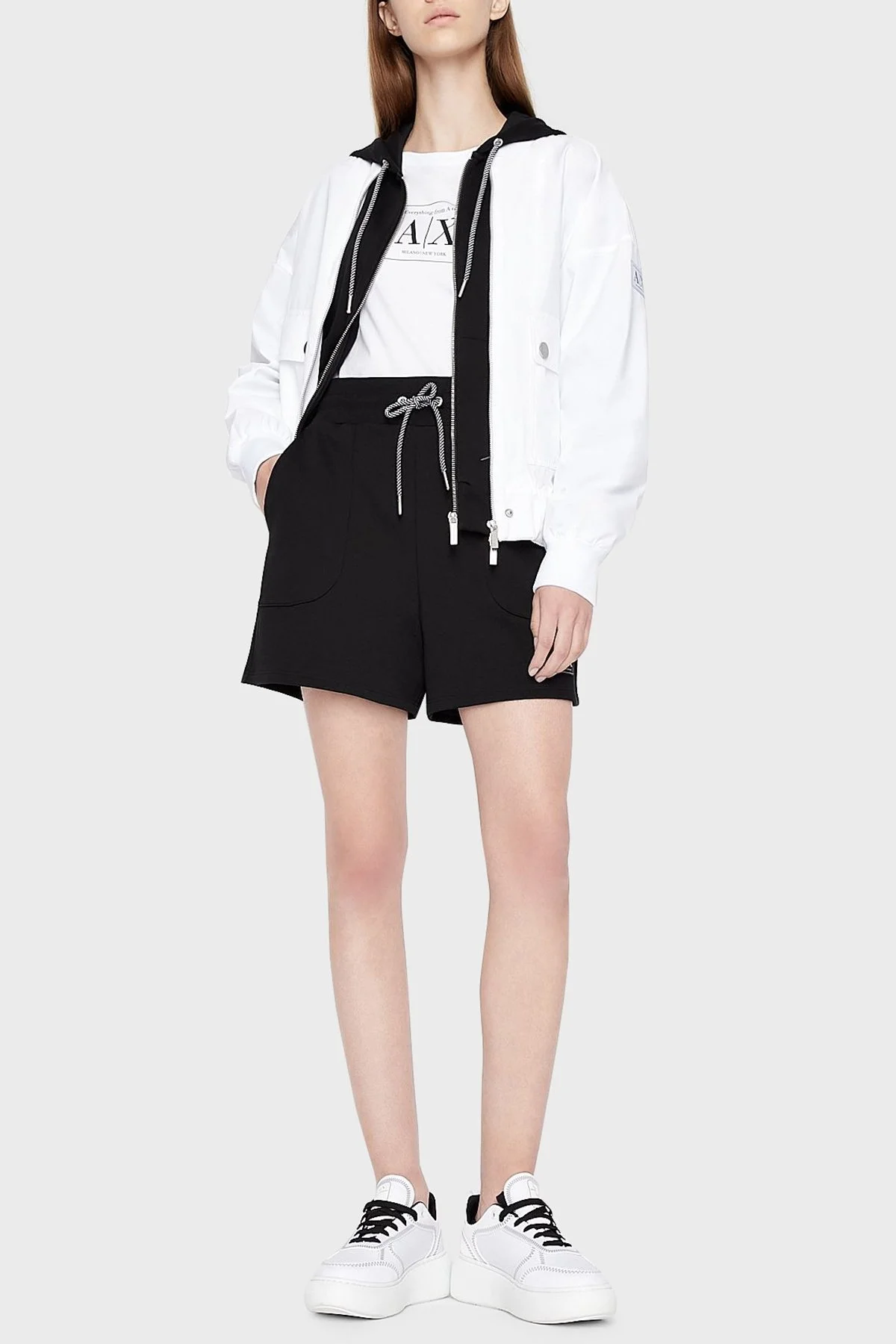 Armani Exchange Organik Pamuklu Regular Fit Fransız Havlu Bayan Short 3LYS84 YJ5VZ 1200 SİYAH - 2