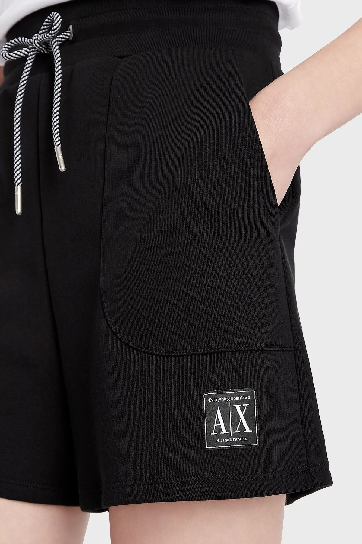 Armani Exchange Organik Pamuklu Regular Fit Fransız Havlu Bayan Short 3LYS84 YJ5VZ 1200 SİYAH - 3