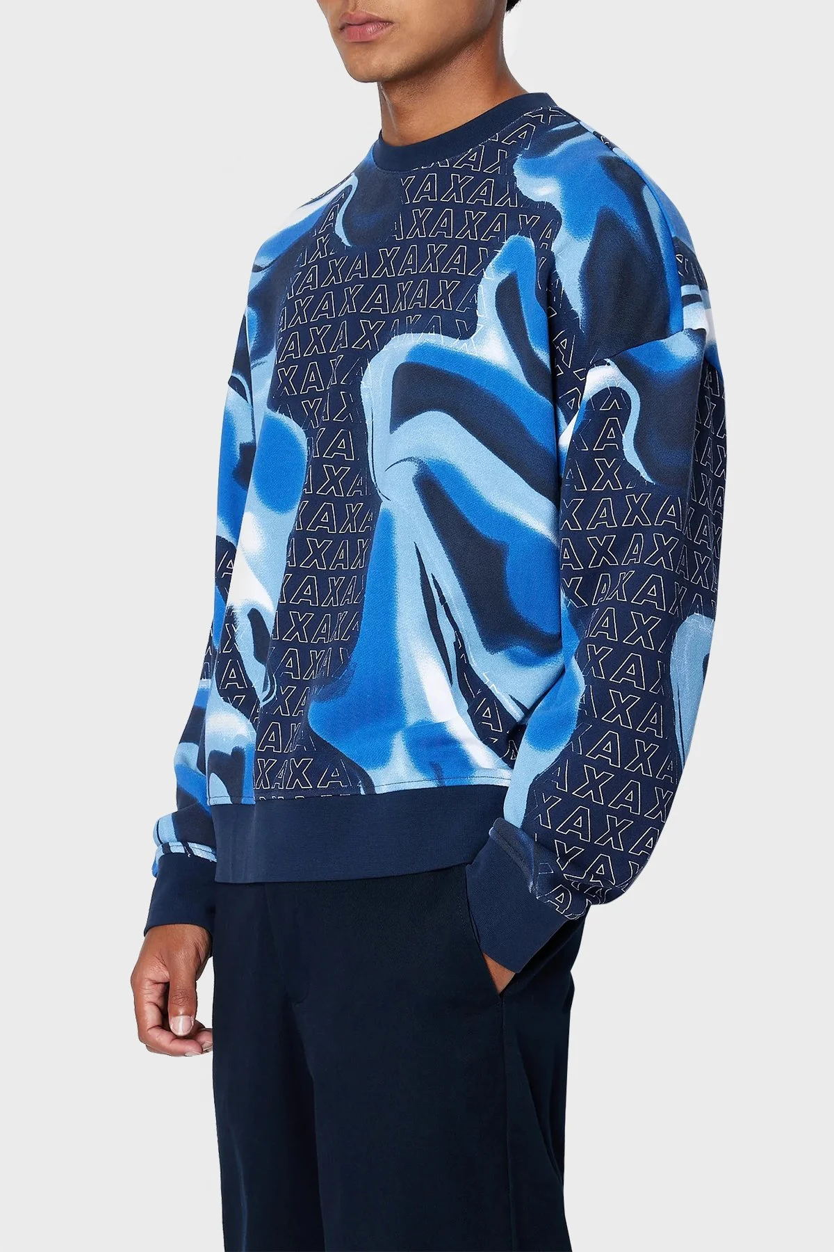 Armani Exchange Organik Pamuklu Regular Fit Logo Desenli Tasarım Erkek Sweat 6RZMHH ZJDGZ 25EA LACİVERT - 1