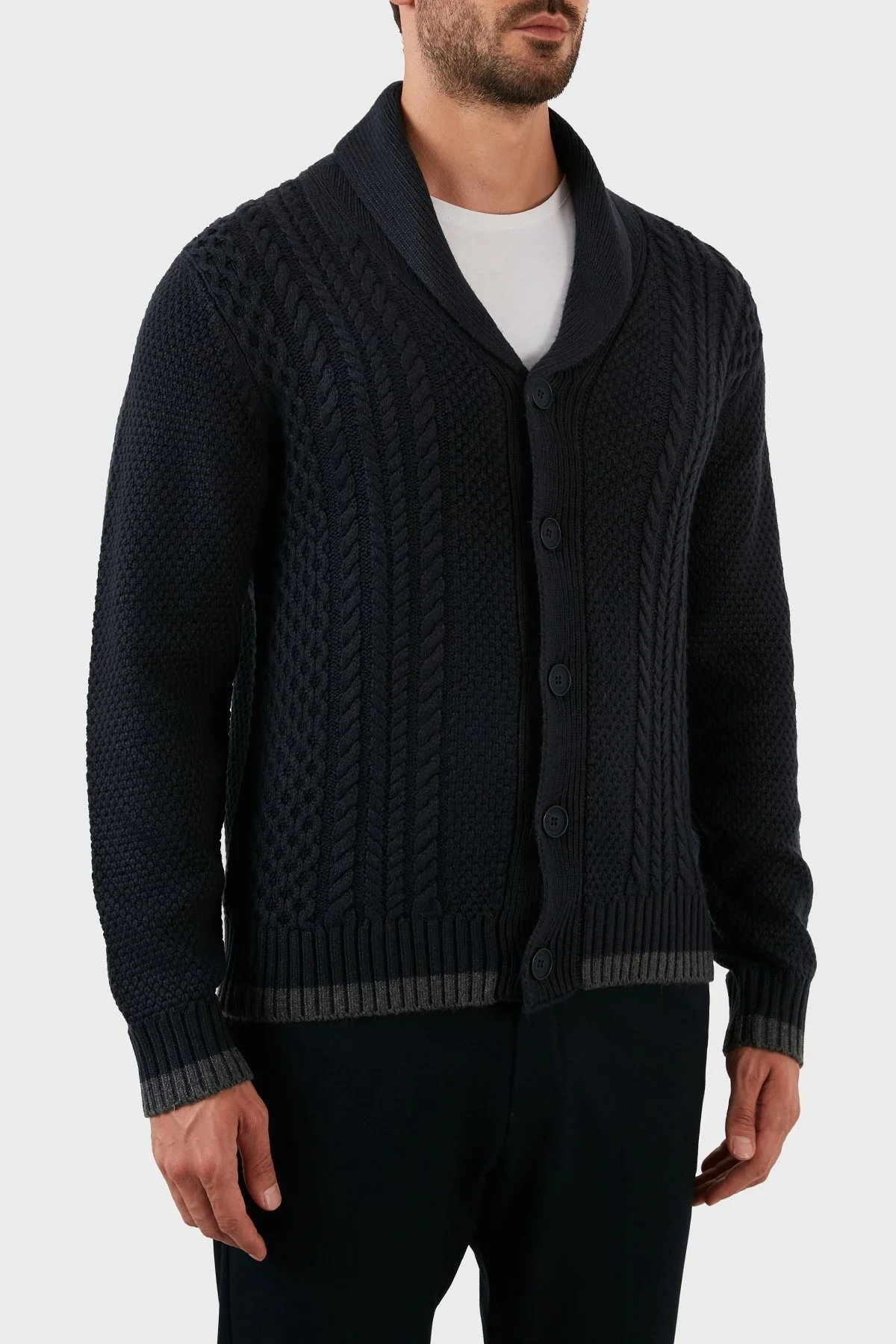 Armani Exchange Örgü Detaylı Düğmeli Yün Karışımlı Erkek Hırka 6LZE1B ZMY1Z 1510 LACİVERT - 3