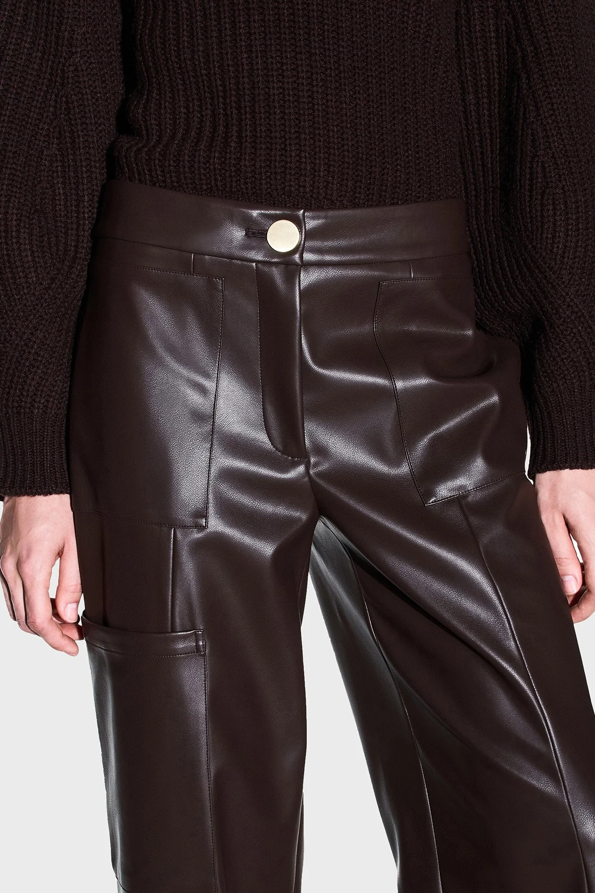 Armani Exchange Oversize Fit Geniş Paça Cep Detaylı Kadın Pantolon XW002475 AF10203 U6032 Kahve - 4