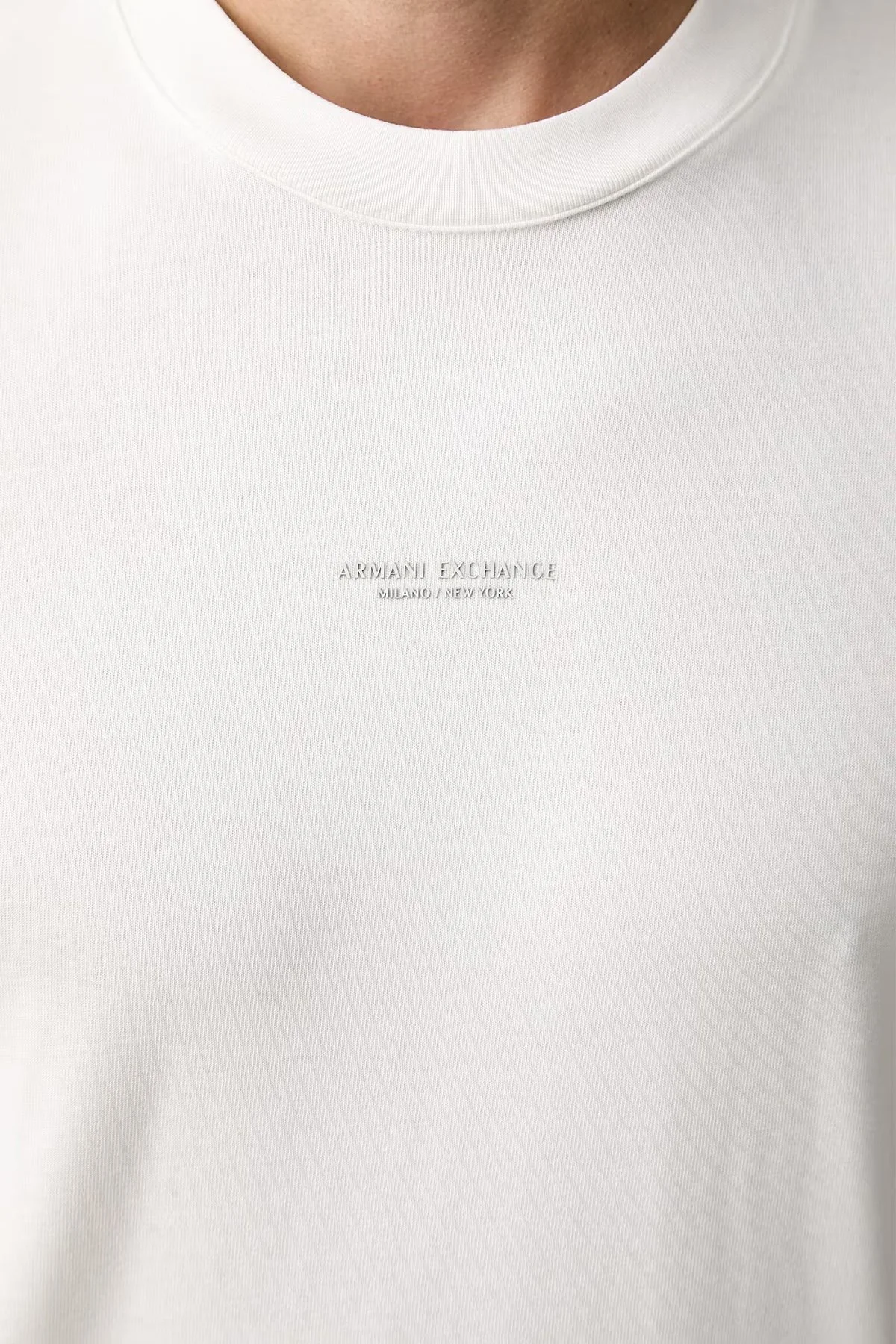 Armani Exchange Oversize Pamuklu Bisiklet Yaka Erkek T Shirt XM003560 AF28670 U0009 Beyaz - 4
