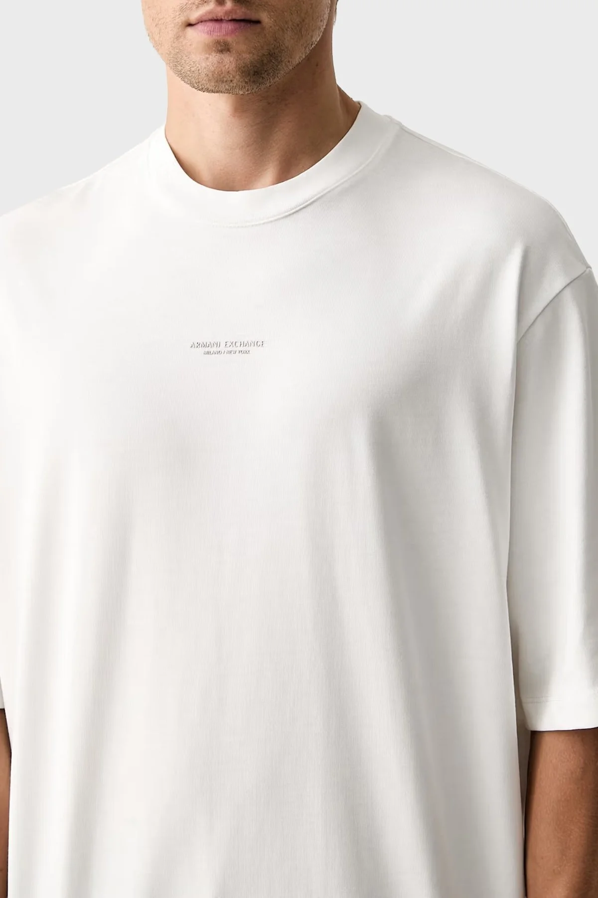 Armani Exchange Oversize Pamuklu Bisiklet Yaka Erkek T Shirt XM003560 AF28670 U0009 Beyaz - 5