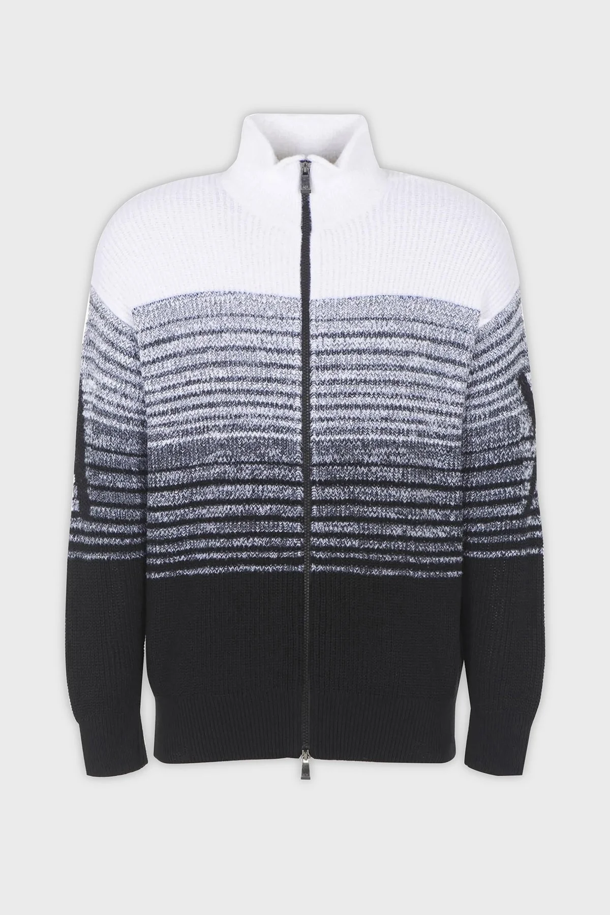 Armani Exchange Pamuk Karışımlı Çift Fermuarlı Dik Yaka Triko Erkek Hırka 6RZE5A ZMP3Z 9212 SİYAH-BEYAZ - 5