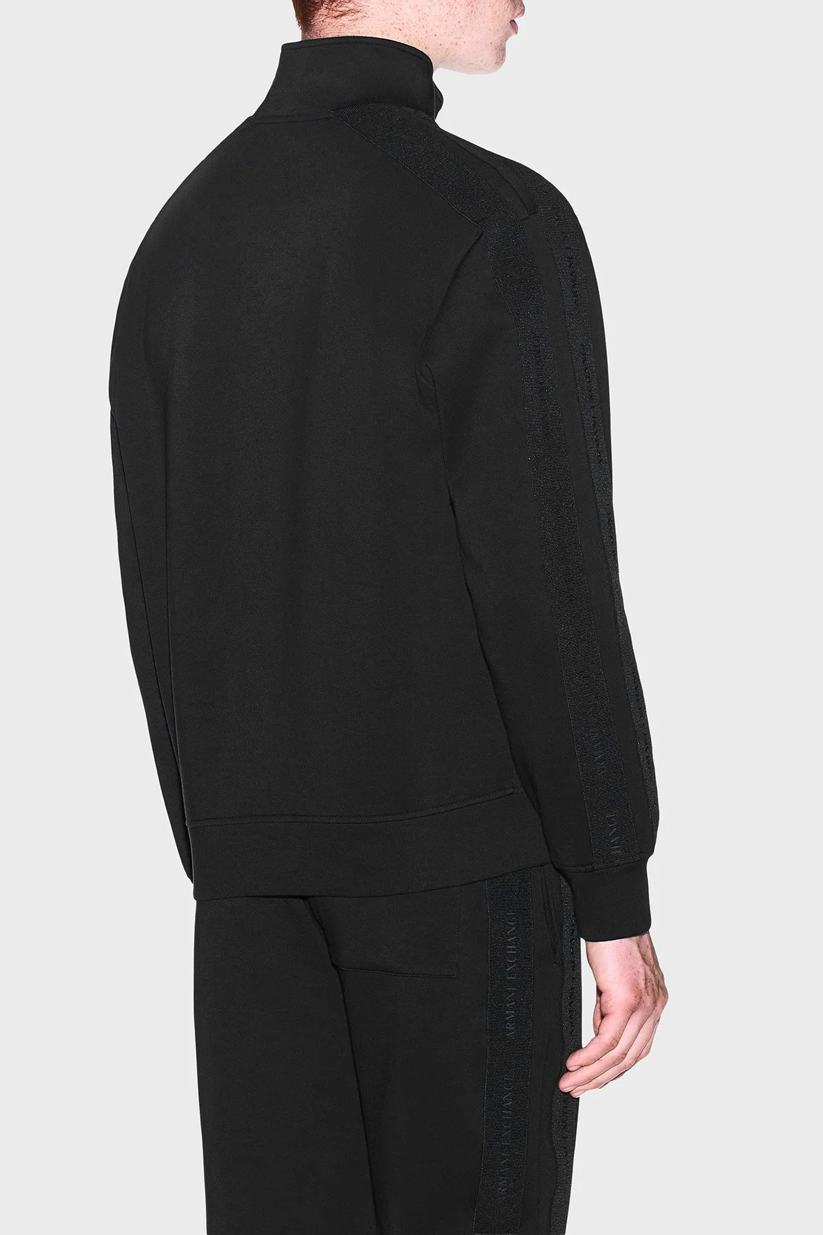 Armani Exchange Pamuk Karışımlı Dik Yaka Fermuarlı Erkek Sweat XM003144 AF13047 UC001 Siyah - 3