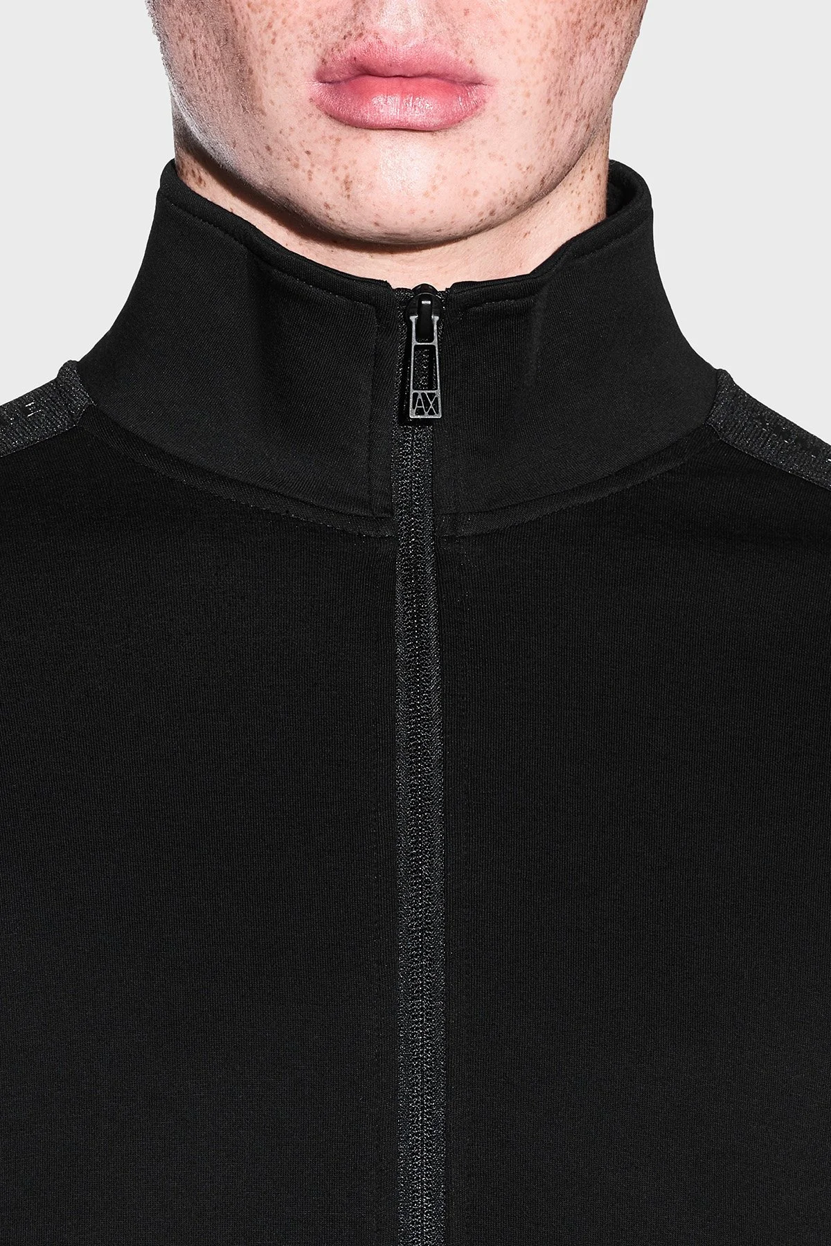 Armani Exchange Pamuk Karışımlı Dik Yaka Fermuarlı Erkek Sweat XM003144 AF13047 UC001 Siyah - 4