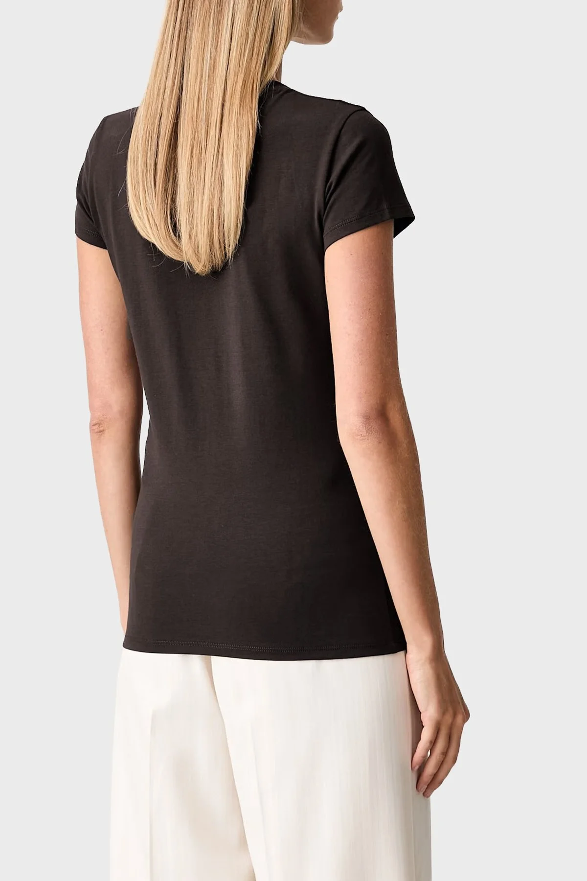 Armani Exchange Pamuk Karışımlı Logolu Bisiklet Yaka Kadın T Shirt XW002811 AF16294 U6032 Kahve - 3