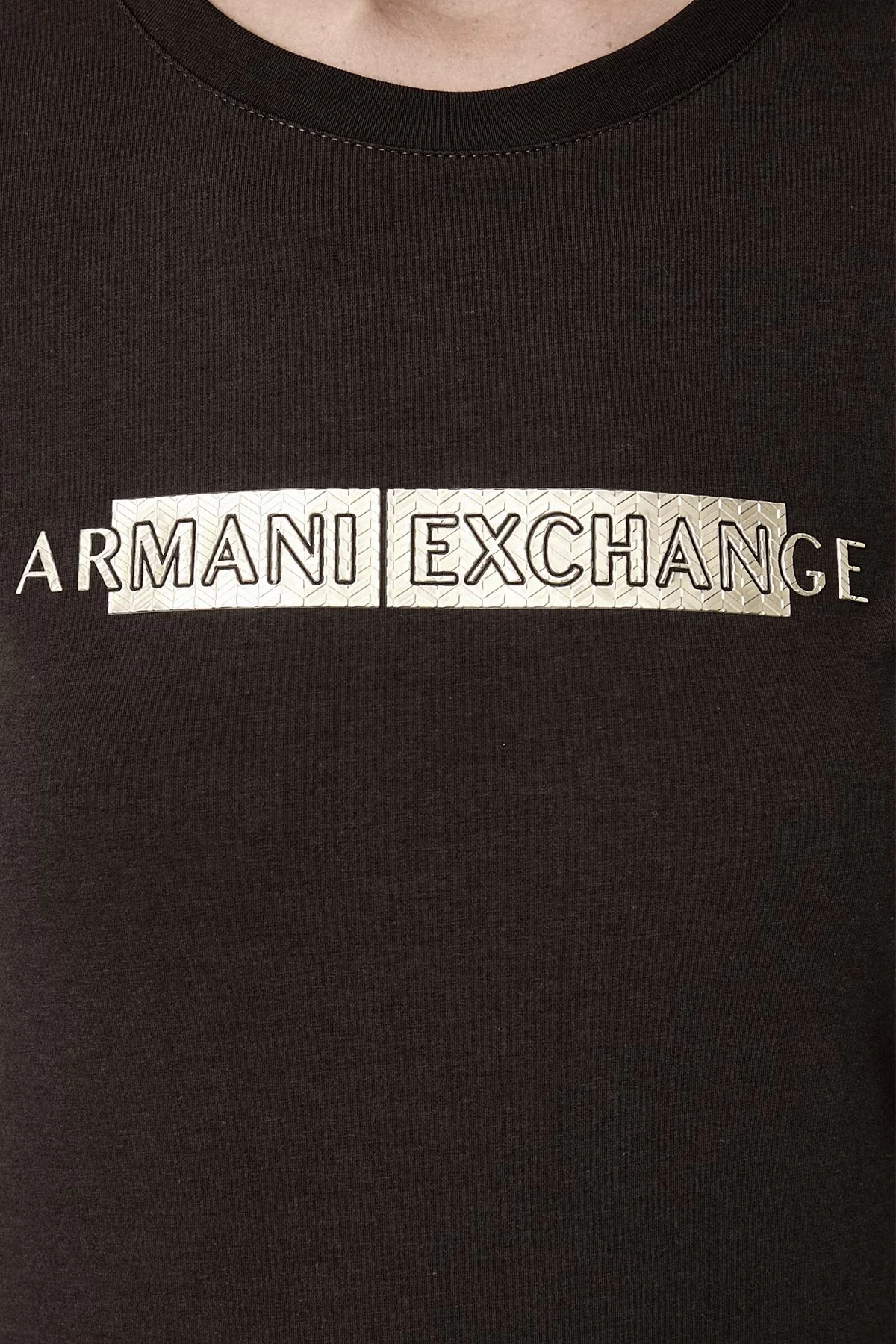 Armani Exchange Pamuk Karışımlı Logolu Bisiklet Yaka Kadın T Shirt XW002811 AF16294 U6032 Kahve - 5