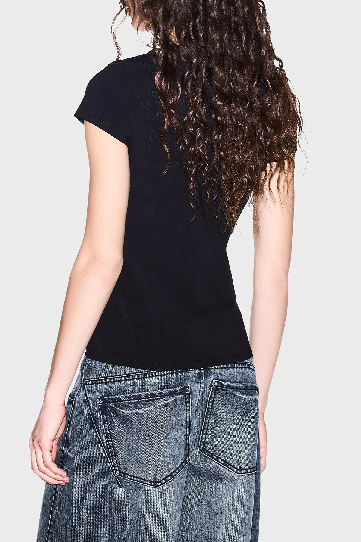 Armani Exchange Pamuk Karışımlı Logolu Bisiklet Yaka Kadın T Shirt XW002811 AF16294 UC001 Siyah - 3