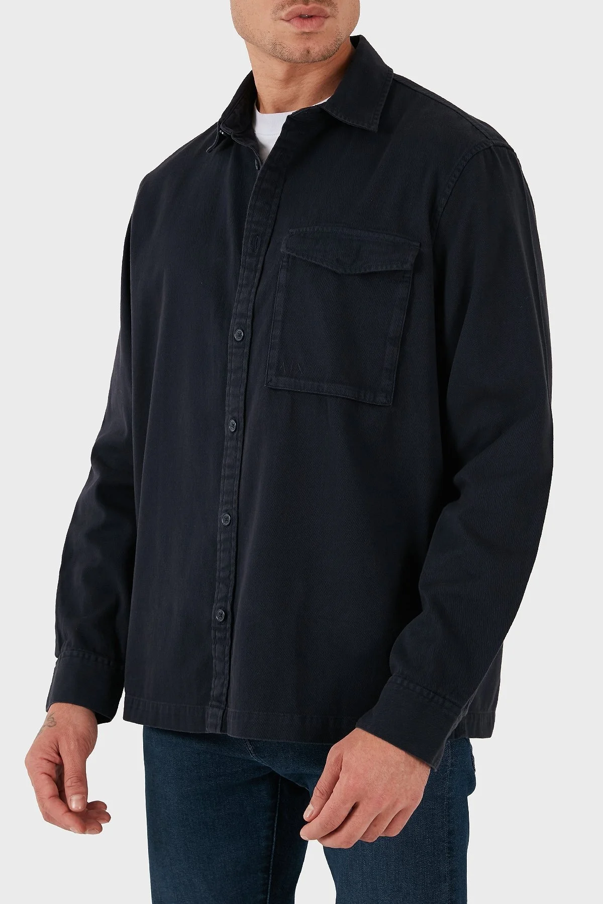 Armani Exchange Pamuk Karışımlı Loose Fit Erkek Gömlek 6DZC07 ZN5EZ 1510 LACİVERT - 2