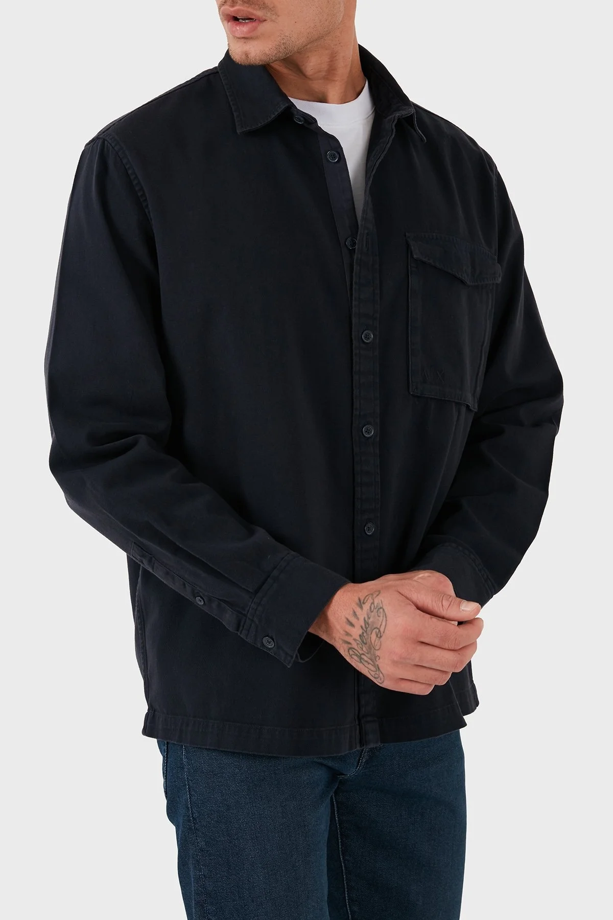 Armani Exchange Pamuk Karışımlı Loose Fit Erkek Gömlek 6DZC07 ZN5EZ 1510 LACİVERT - 7