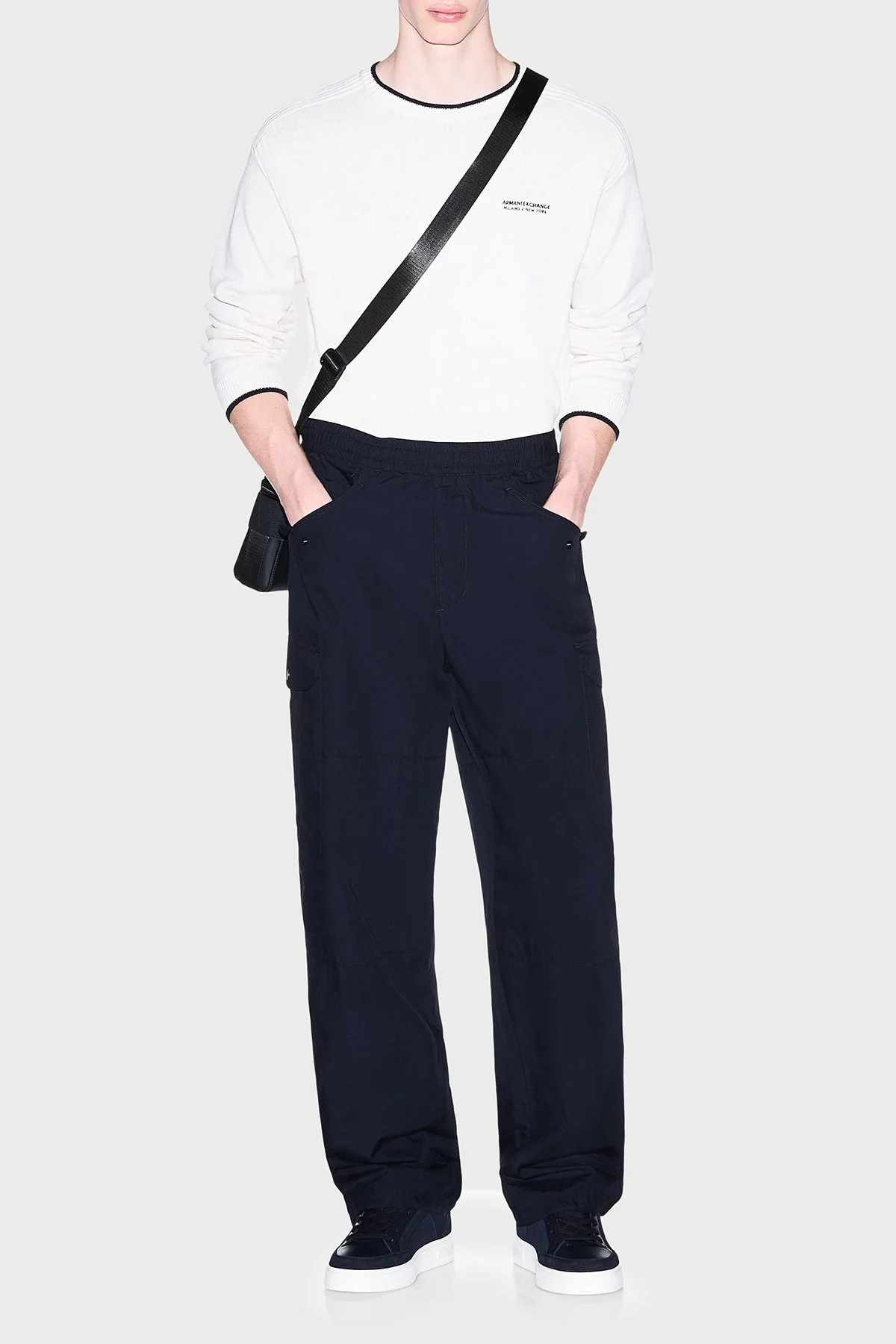 Armani Exchange Pamuk Karışımlı Regular Fit Bisiklet Yaka Erkek Kazak XM003009 AF28775 U0007 Kırık beyaz - 2
