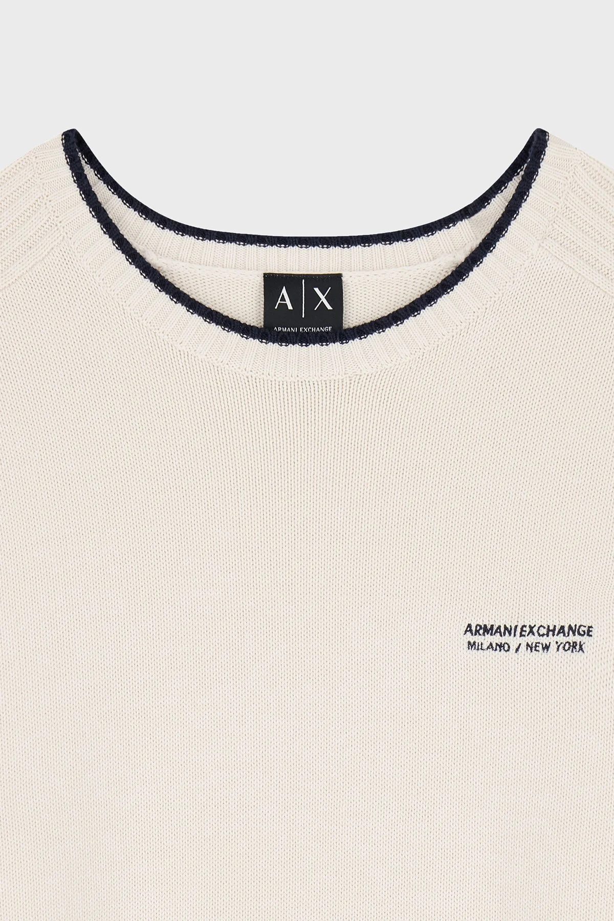 Armani Exchange Pamuk Karışımlı Regular Fit Bisiklet Yaka Erkek Kazak XM003009 AF28775 U0007 Kırık beyaz - 4