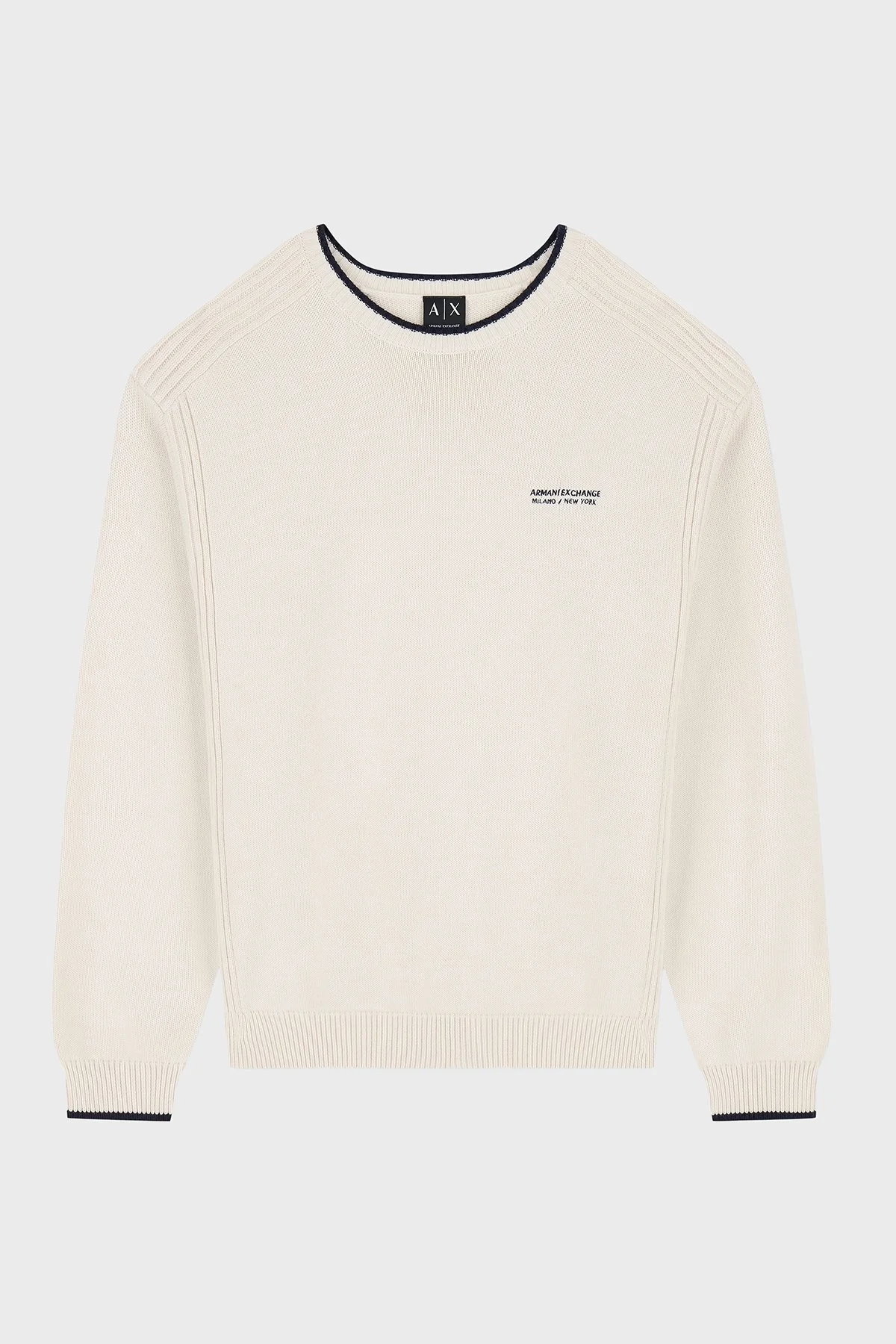 Armani Exchange Pamuk Karışımlı Regular Fit Bisiklet Yaka Erkek Kazak XM003009 AF28775 U0007 Kırık beyaz - 6