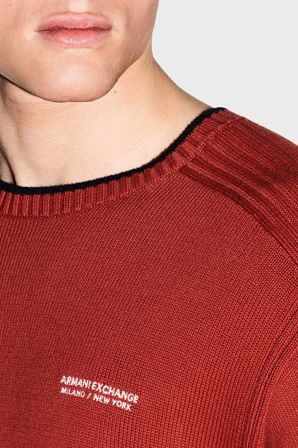 Armani Exchange Pamuk Karışımlı Regular Fit Bisiklet Yaka Erkek Kazak XM003009 AF28775 U5012 Kiremit - 5