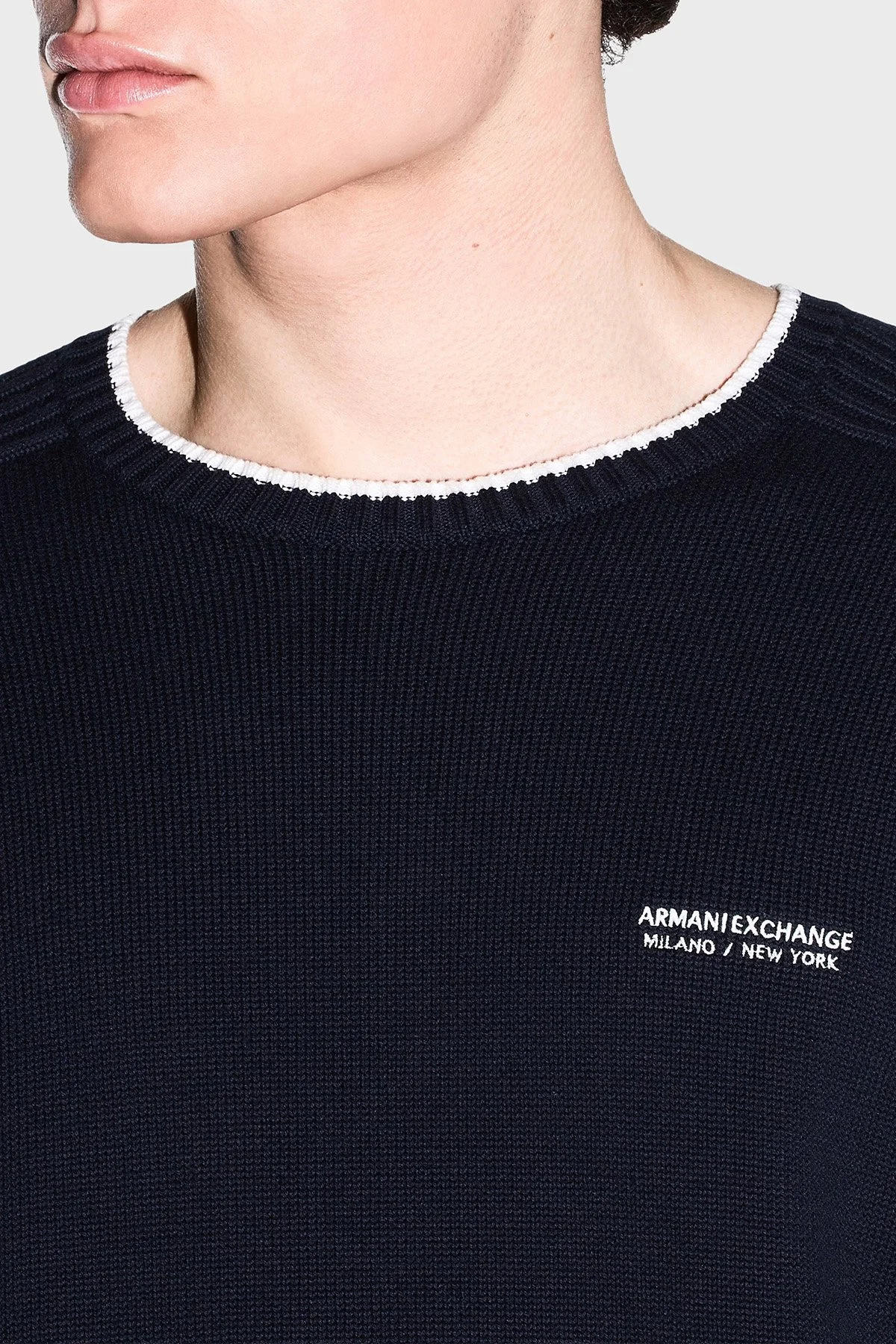 Armani Exchange Pamuk Karışımlı Regular Fit Bisiklet Yaka Erkek Kazak XM003009 AF28775 UB101 Lacivert - 3