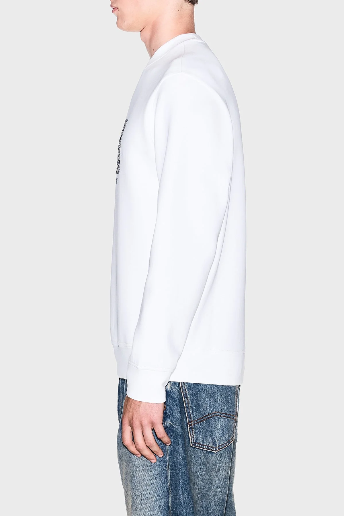 Armani Exchange Pamuk Karışımlı Regular Fit Bisiklet Yaka Erkek Sweat XM002888 AF10818 U0009 Beyaz - 5