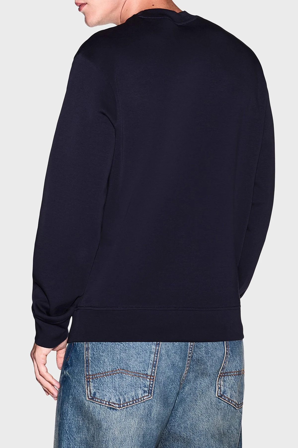 Armani Exchange Pamuk Karışımlı Regular Fit Bisiklet Yaka Erkek Sweat XM002888 AF10818 UB101 Lacivert - 3