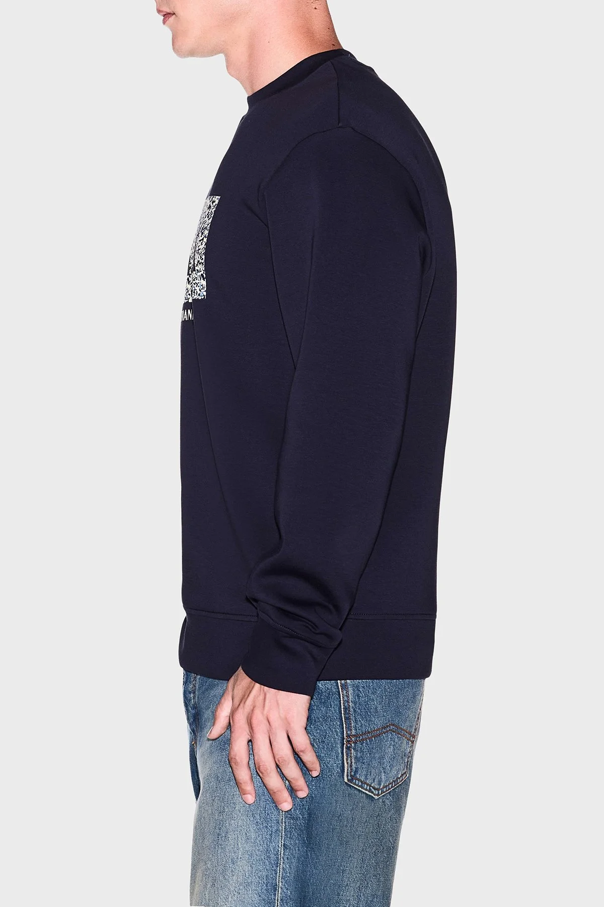 Armani Exchange Pamuk Karışımlı Regular Fit Bisiklet Yaka Erkek Sweat XM002888 AF10818 UB101 Lacivert - 4