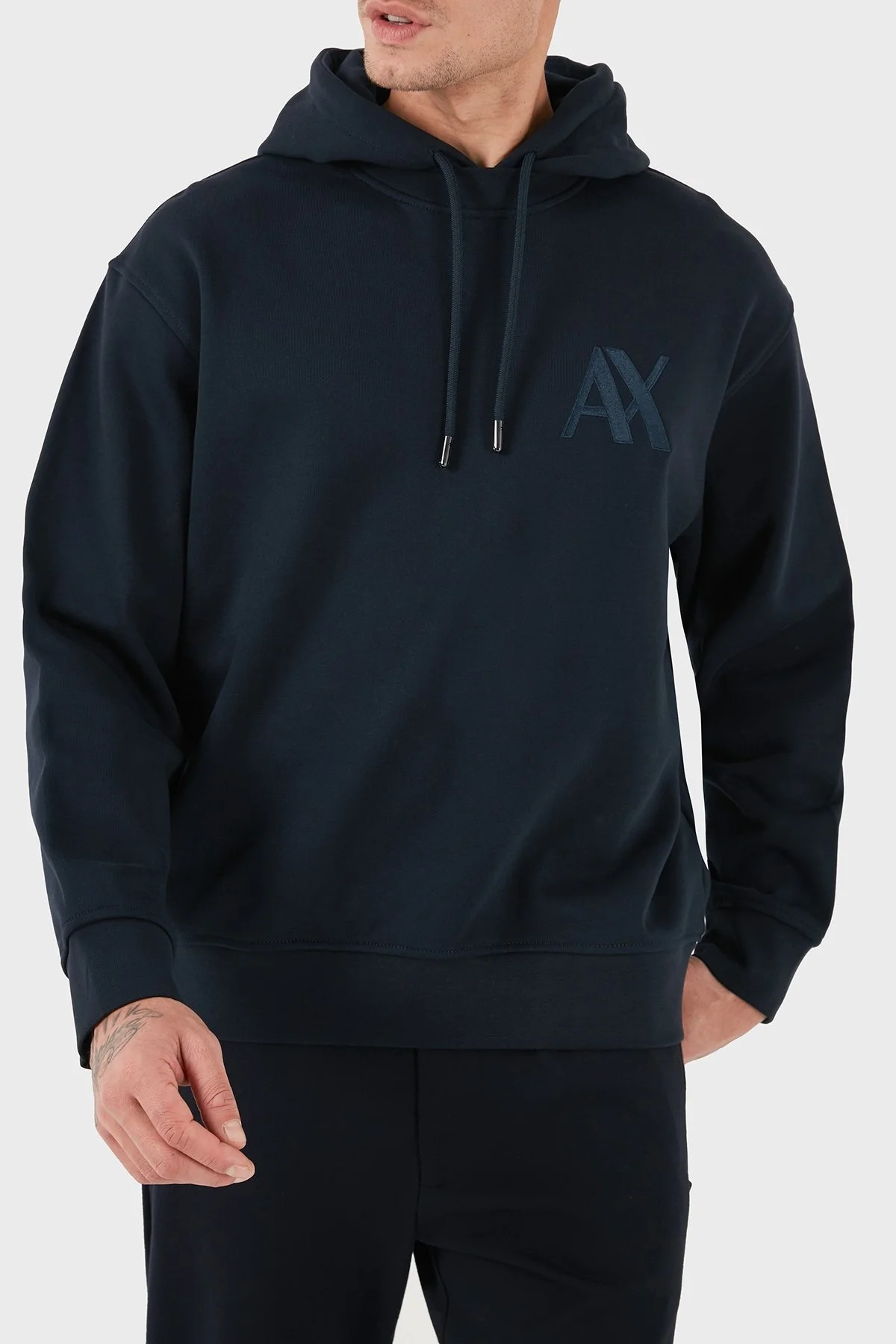 Armani Exchange Pamuk Karışımlı Regular Fit Kapüşonlu Yaka Erkek Sweat 6DZMJE ZJ4XZ 1510 LACİVERT - 2