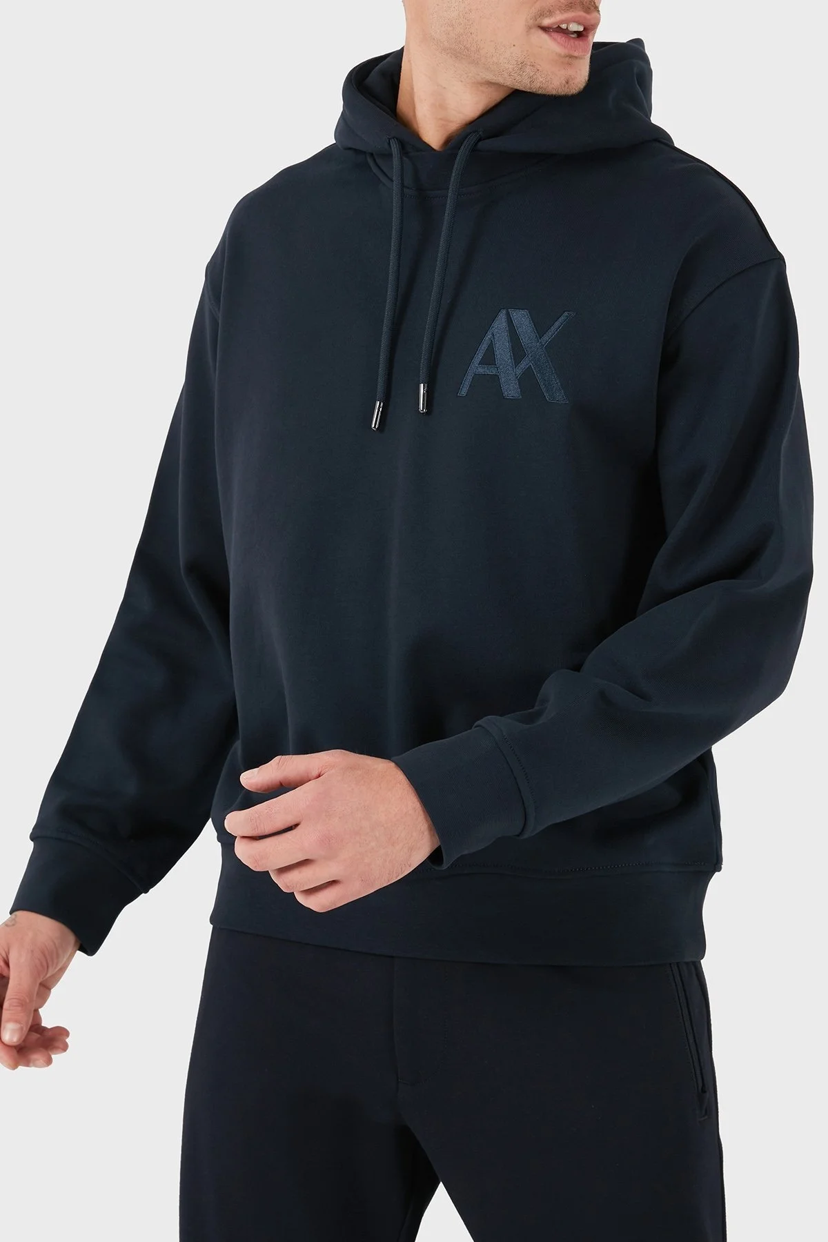 Armani Exchange Pamuk Karışımlı Regular Fit Kapüşonlu Yaka Erkek Sweat 6DZMJE ZJ4XZ 1510 LACİVERT - 4