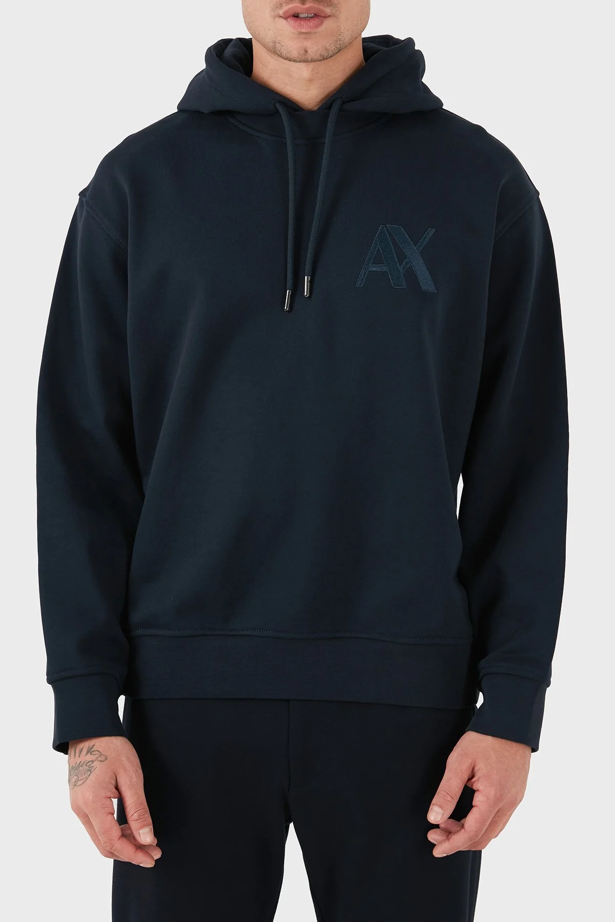 Armani Exchange Pamuk Karışımlı Regular Fit Kapüşonlu Yaka Erkek Sweat 6DZMJE ZJ4XZ 1510 LACİVERT - 1