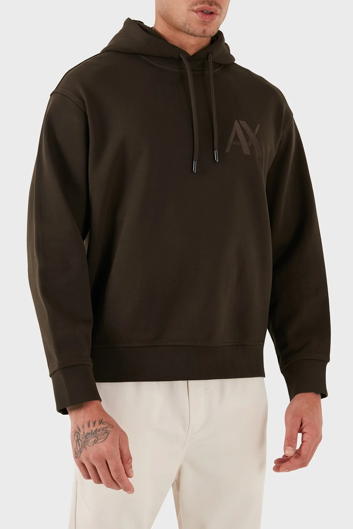 Armani Exchange Pamuk Karışımlı Regular Fit Kapüşonlu Yaka Erkek Sweat 6DZMJE ZJ4XZ 1782 HAKİ - 2