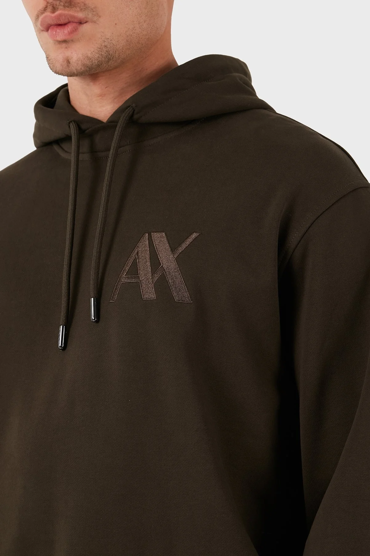 Armani Exchange Pamuk Karışımlı Regular Fit Kapüşonlu Yaka Erkek Sweat 6DZMJE ZJ4XZ 1782 HAKİ - 4