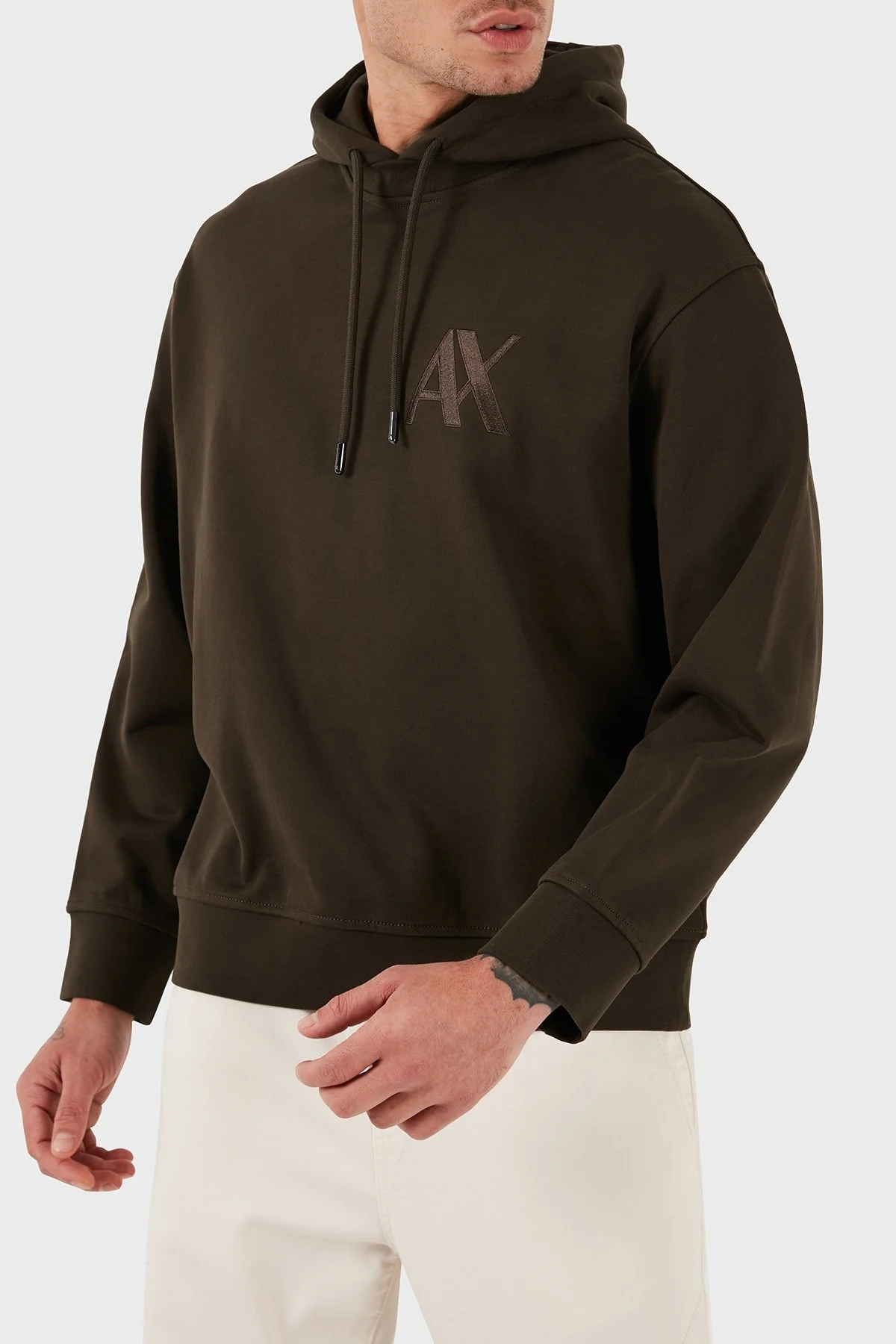 Armani Exchange Pamuk Karışımlı Regular Fit Kapüşonlu Yaka Erkek Sweat 6DZMJE ZJ4XZ 1782 HAKİ - 5