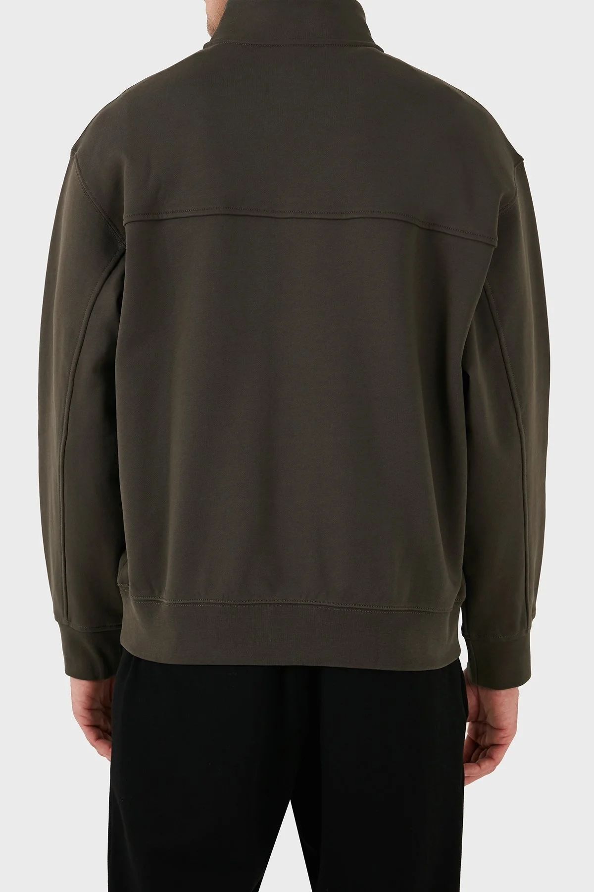 Armani Exchange Pamuk Karışımlı Regular Fit Yarım Fermuarlı Dik Yaka Erkek Sweat 6DZMHL ZJ4XZ 1897 HAKİ - 3
