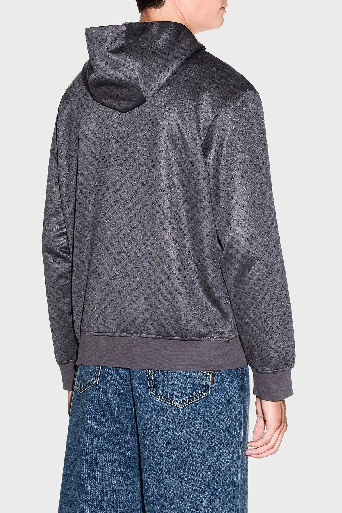 Armani Exchange Pamuk Karışımlı Regular Fit Yarım Fermuarlı Kapüşonlu Erkek Sweat XM001355 AF16259 F8039 GRİ - 3