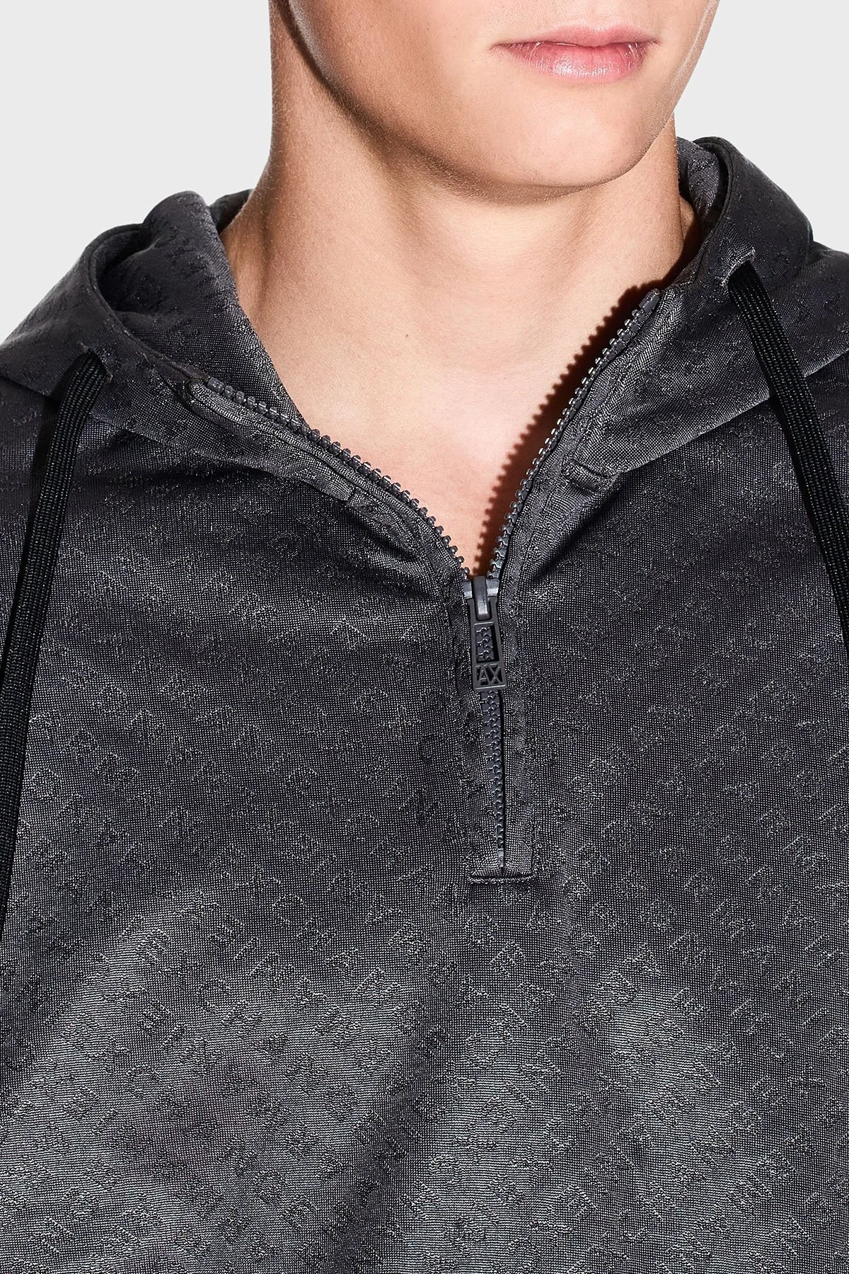 Armani Exchange Pamuk Karışımlı Regular Fit Yarım Fermuarlı Kapüşonlu Erkek Sweat XM001355 AF16259 F8039 GRİ - 4