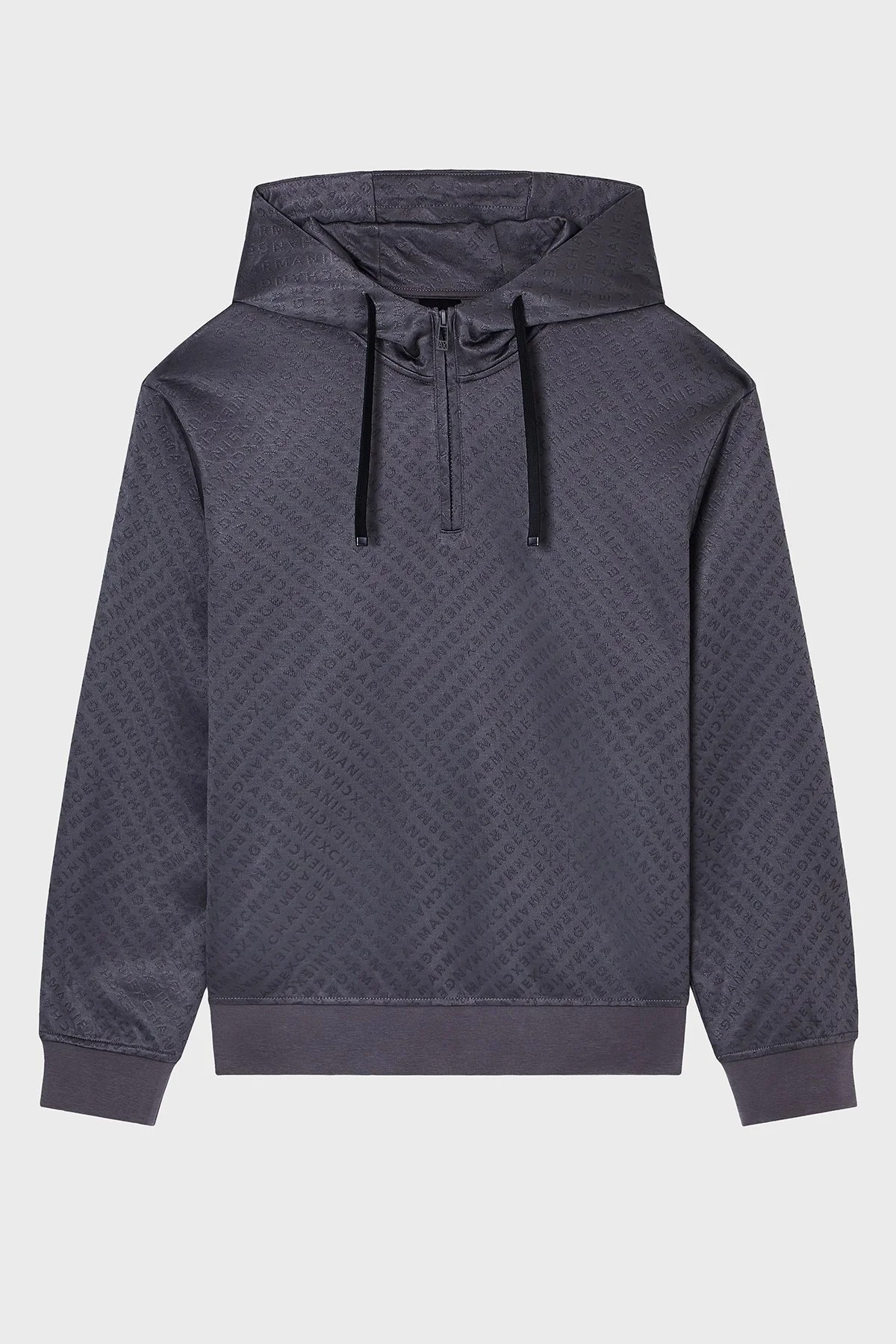 Armani Exchange Pamuk Karışımlı Regular Fit Yarım Fermuarlı Kapüşonlu Erkek Sweat XM001355 AF16259 F8039 GRİ - 5