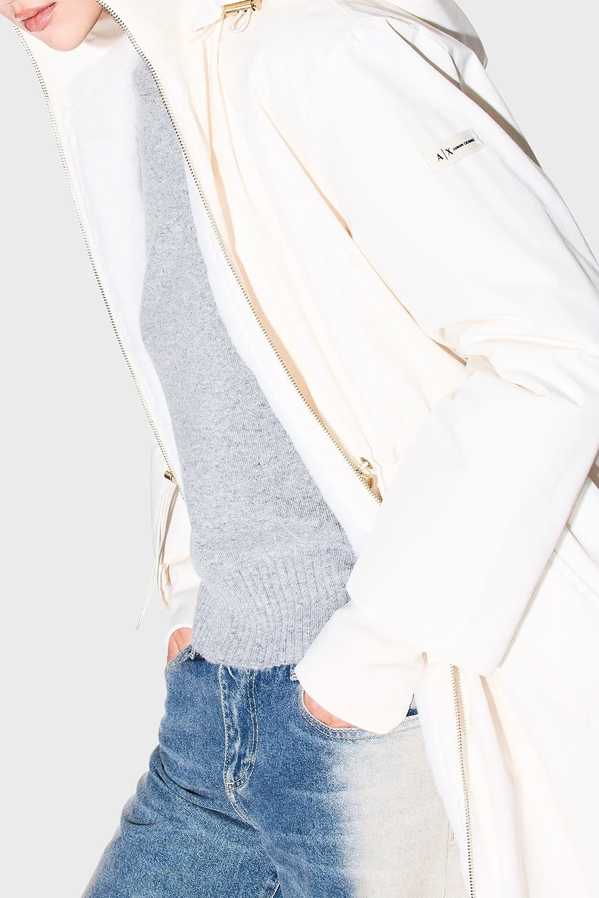 Armani Exchange Pamuk Karışımlı Relaxed Fit Kapüşonlu Bayan Parka XW000712 AF16215 U1003 EKRU - 3