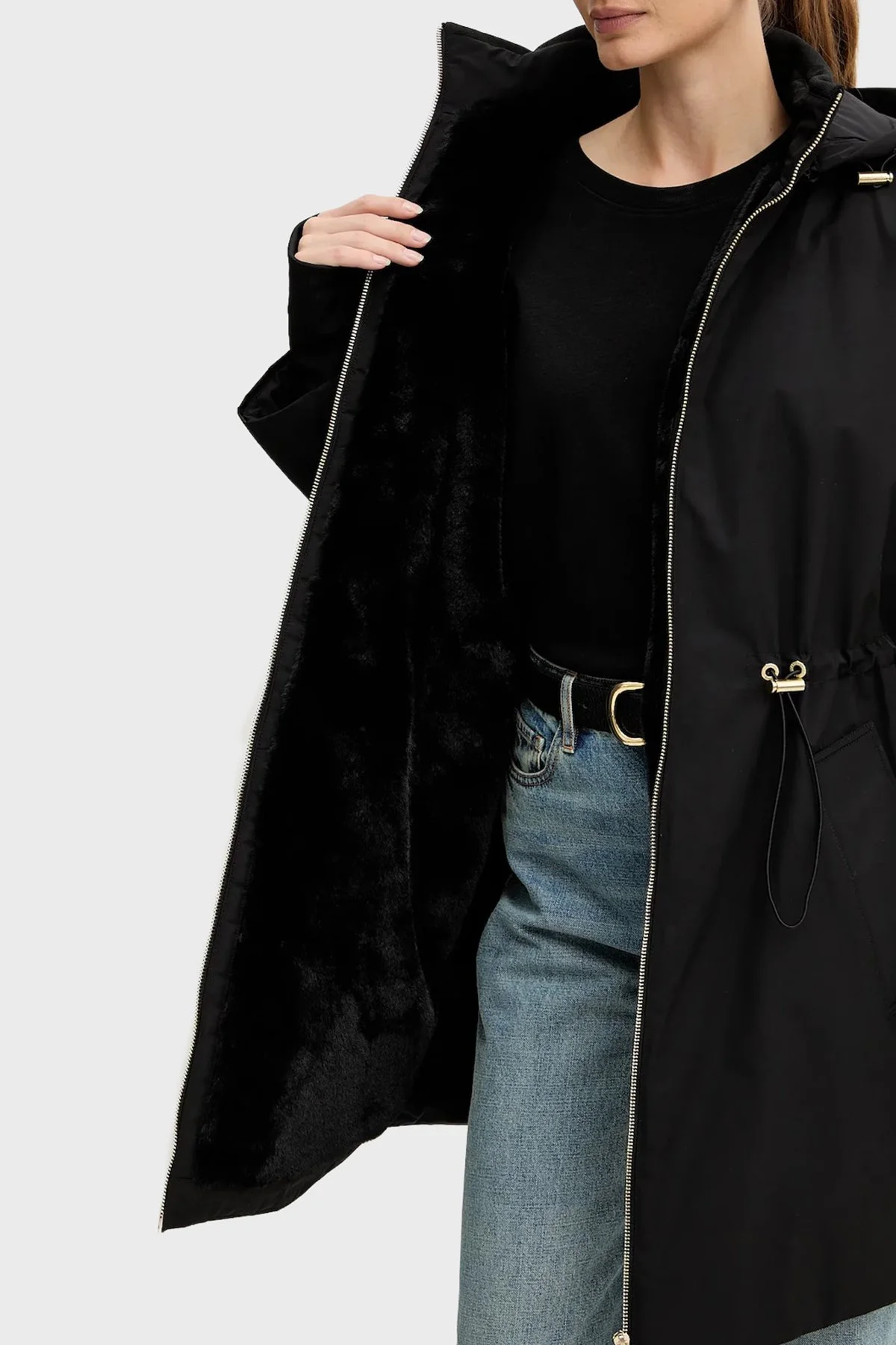 Armani Exchange Pamuk Karışımlı Relaxed Fit Kapüşonlu Bayan Parka XW000712 AF16215 UC001 SİYAH - 7