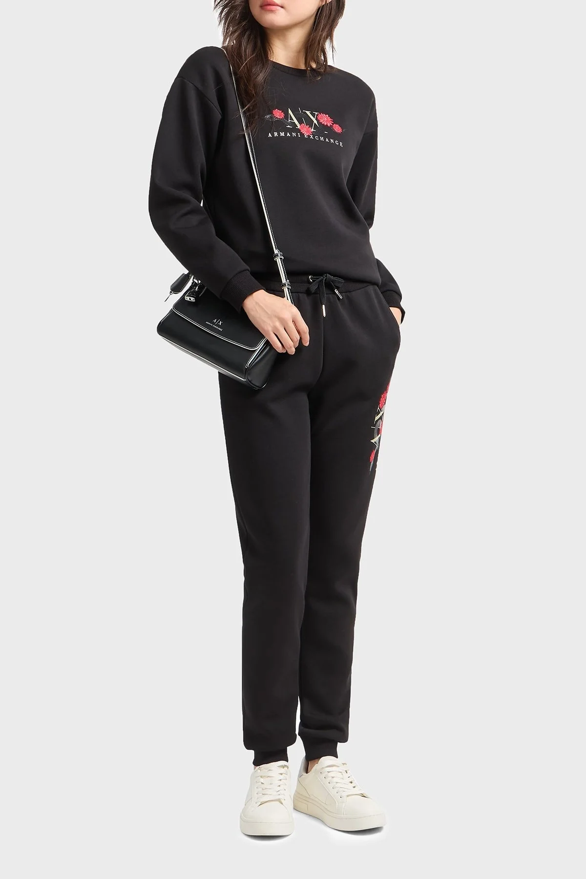 Armani Exchange Pamuk Karışımlı Relaxed Fit Nakış İşlemeli Bayan Sweat XW000313 AF12261 UC001 SİYAH - 3