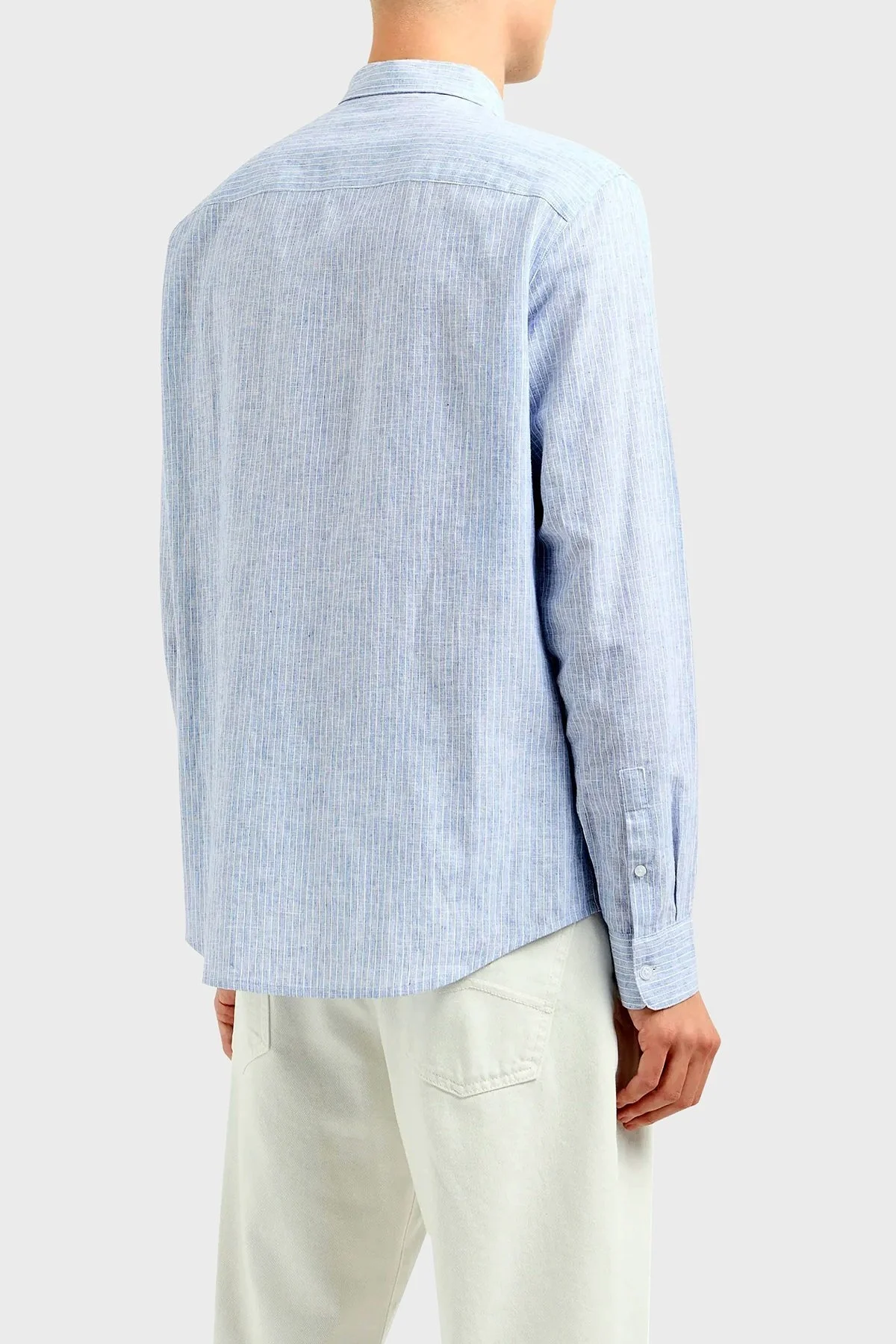 Armani Exchange Pamuk ve Keten Karışımlı Regular Fit Erkek Gömlek 3DZC32 ZN4LZ 61AH AÇIK MAVİ - 8