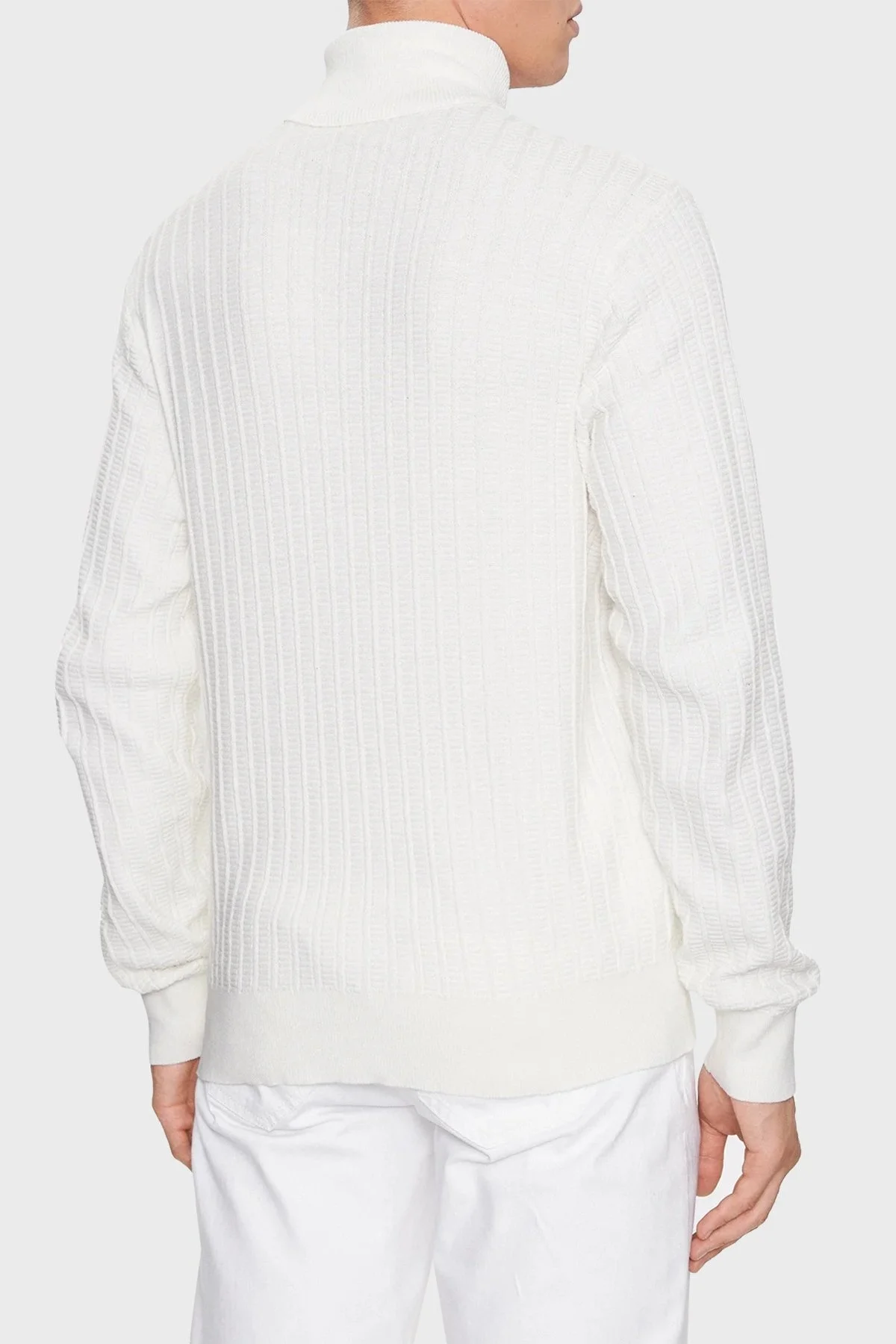 Armani Exchange Pamuk ve Yün Karışımlı Regular Fit Balıkçı Yaka Erkek Kazak 6RZM2J ZM3FZ 1116 BEYAZ - 3