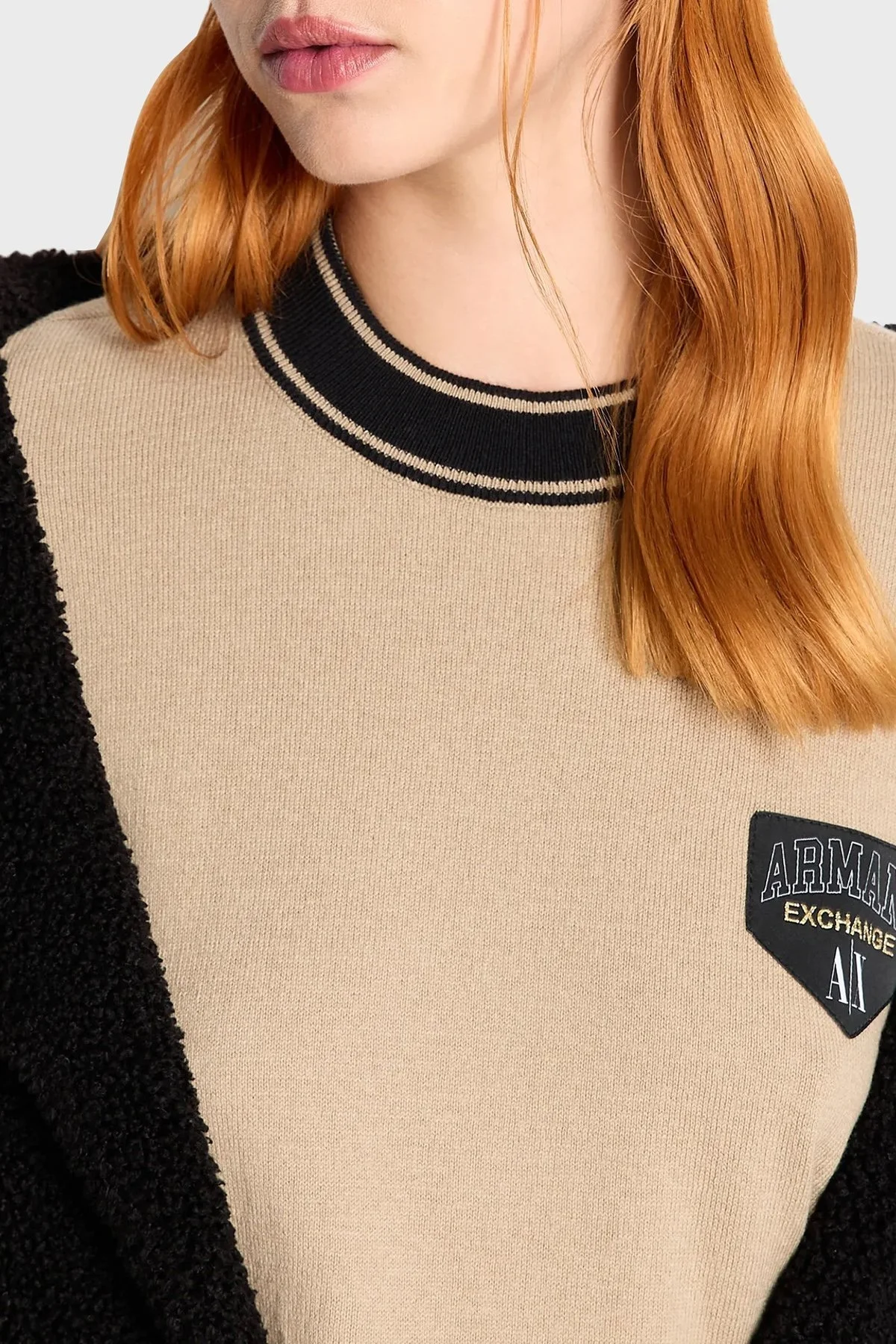 Armani Exchange Pamuk ve Yün Karışımlı Regular Fit Bisiklet Yaka Bayan Kazak 6RYM2K YMX3Z 0748 BEJ - 3
