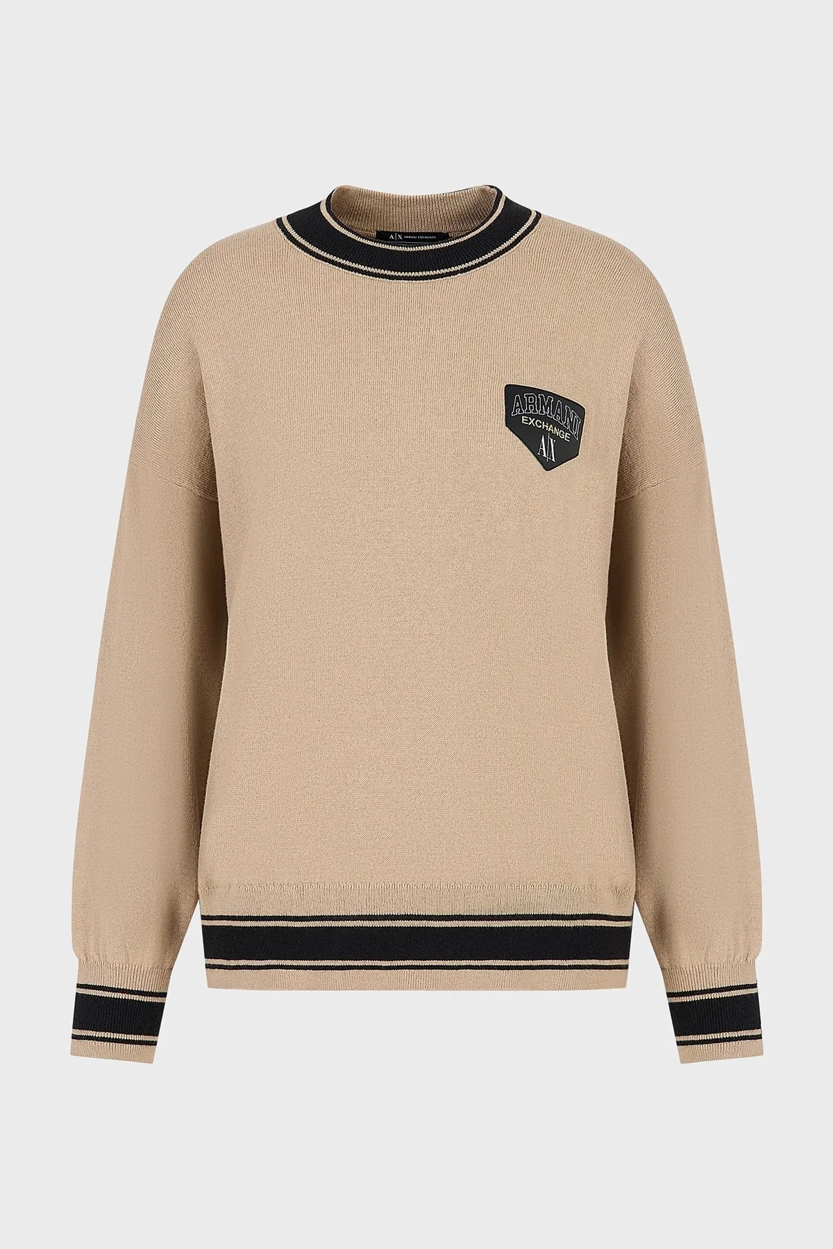 Armani Exchange Pamuk ve Yün Karışımlı Regular Fit Bisiklet Yaka Bayan Kazak 6RYM2K YMX3Z 0748 BEJ - 4