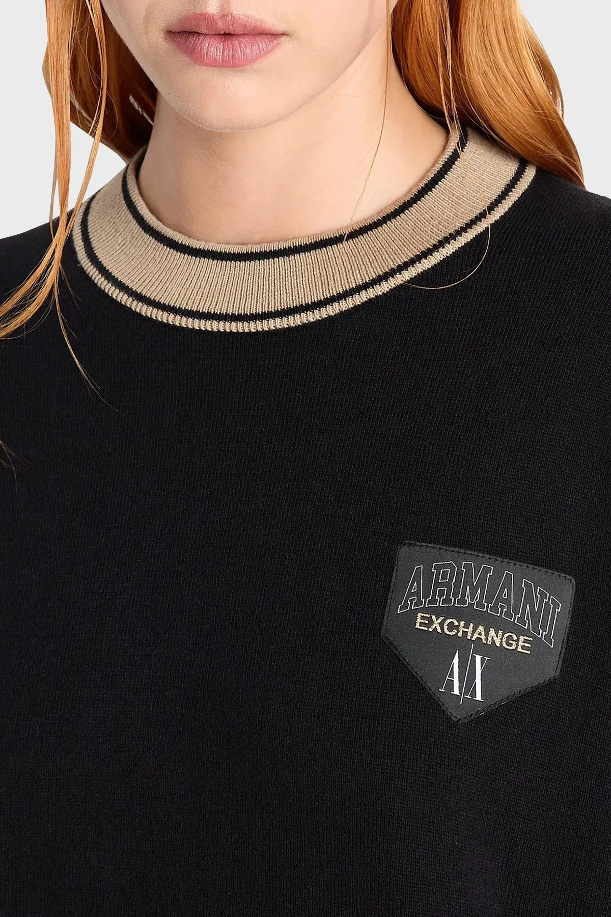 Armani Exchange Pamuk ve Yün Karışımlı Regular Fit Bisiklet Yaka Bayan Kazak 6RYM2K YMX3Z 1200 SİYAH - 4