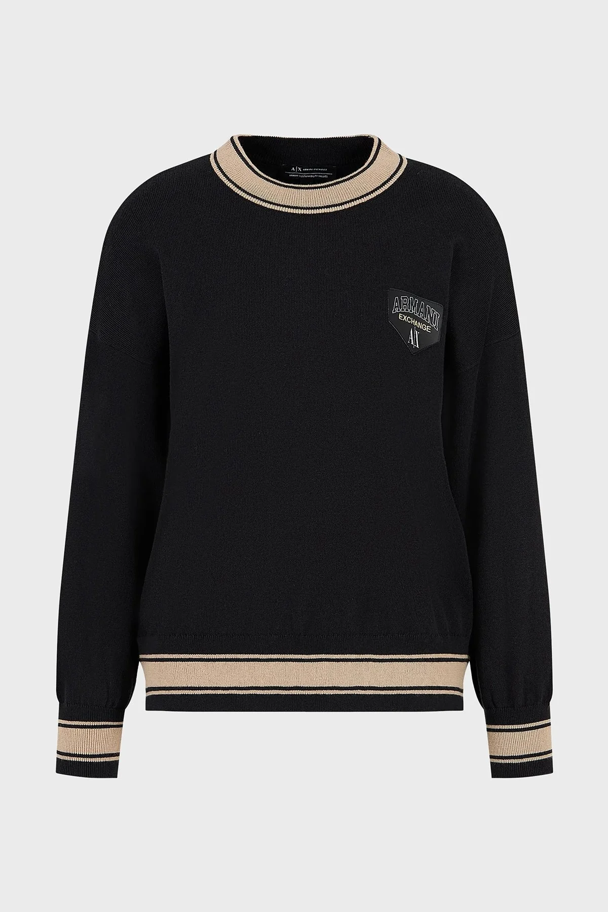 Armani Exchange Pamuk ve Yün Karışımlı Regular Fit Bisiklet Yaka Bayan Kazak 6RYM2K YMX3Z 1200 SİYAH - 5