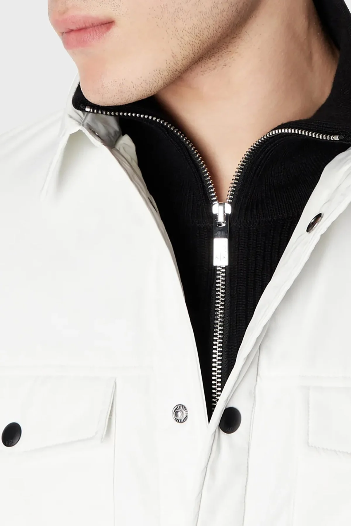 Armani Exchange Pamuk ve Yün Karışımlı Regular Fit Dik Yaka Erkek Hırka 6RZE6A ZM1LZ 1200 SİYAH - 3