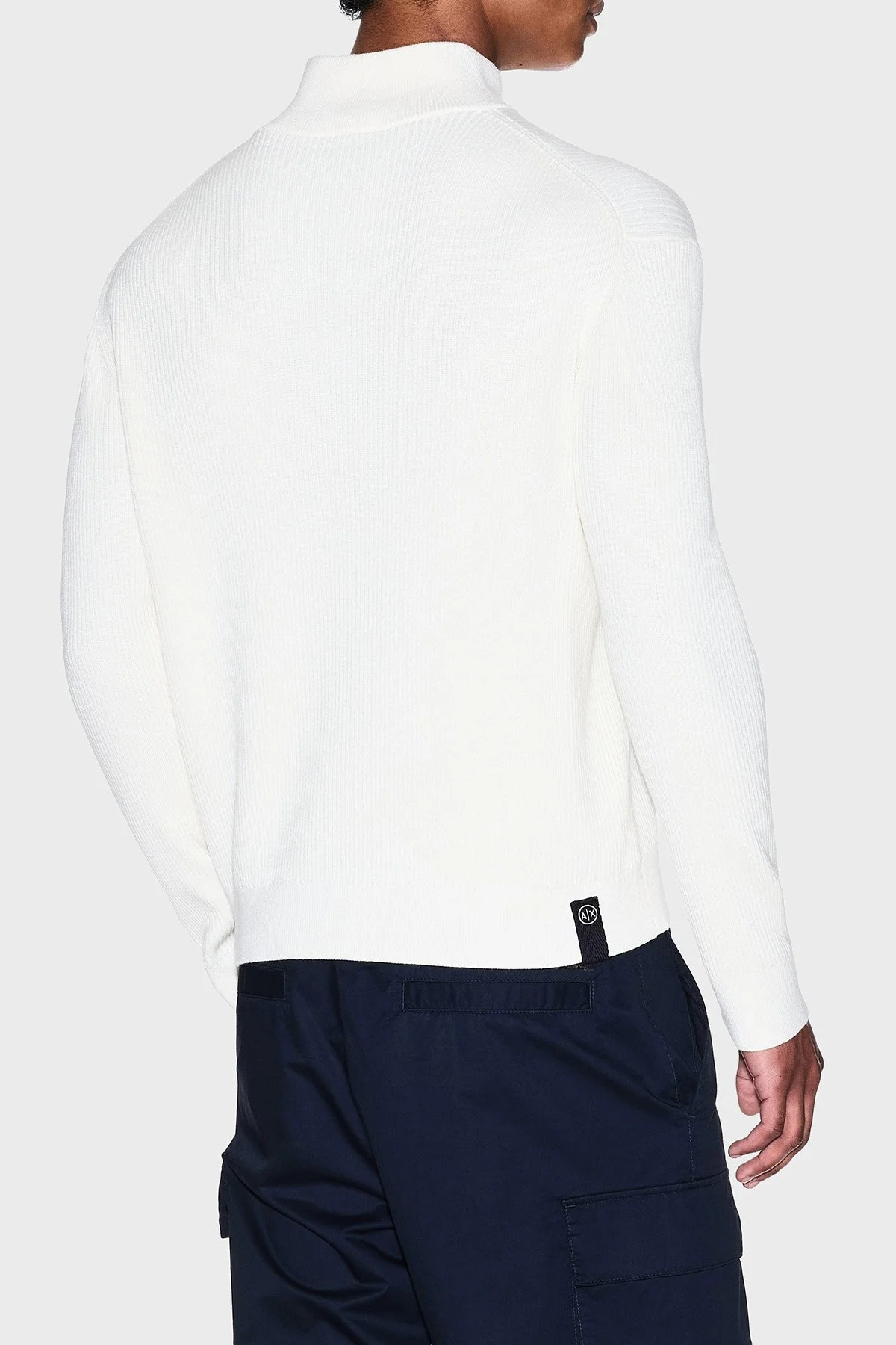 Armani Exchange Pamuk ve Yün Karışımlı Regular Fit Dik Yaka Erkek Hırka XM000912 AF10348 U0009 BEYAZ - 3