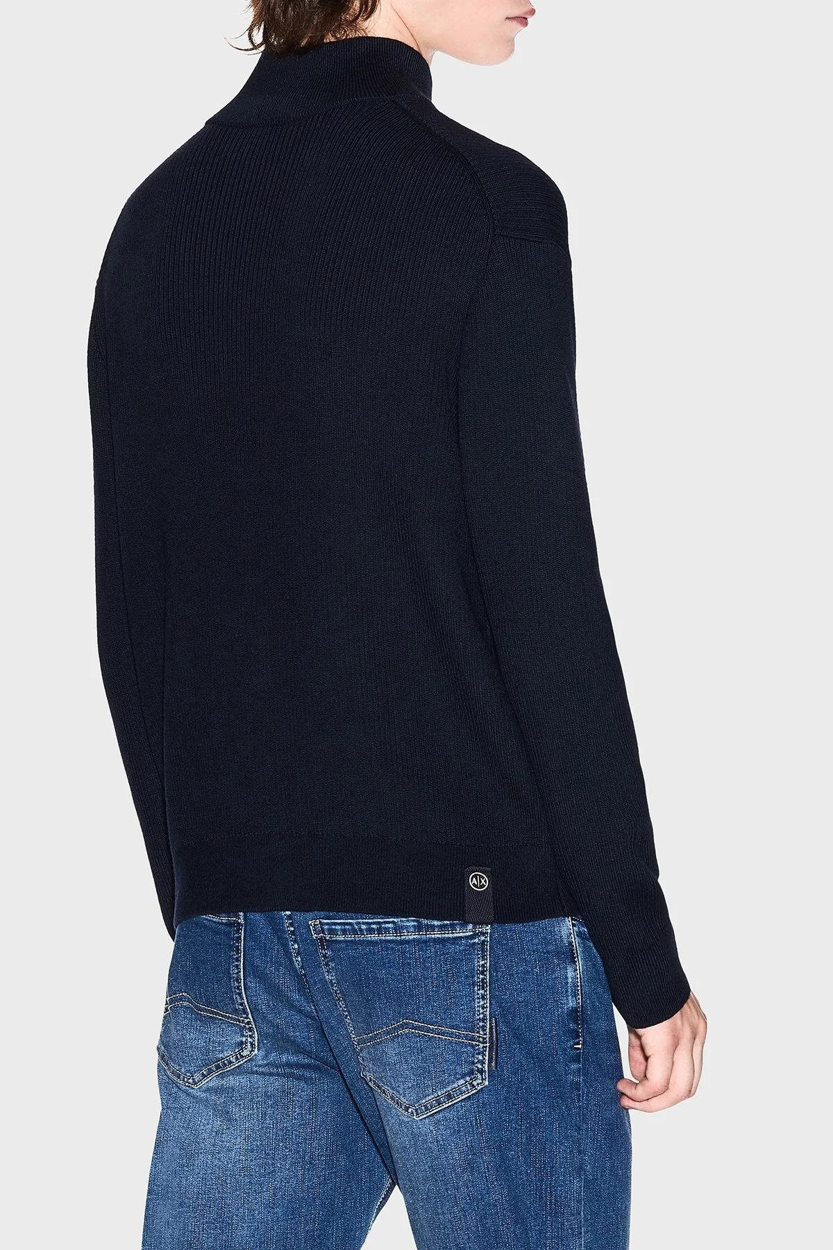 Armani Exchange Pamuk ve Yün Karışımlı Regular Fit Dik Yaka Erkek Hırka XM000912 AF10348 UB101 LACİVERT - 3