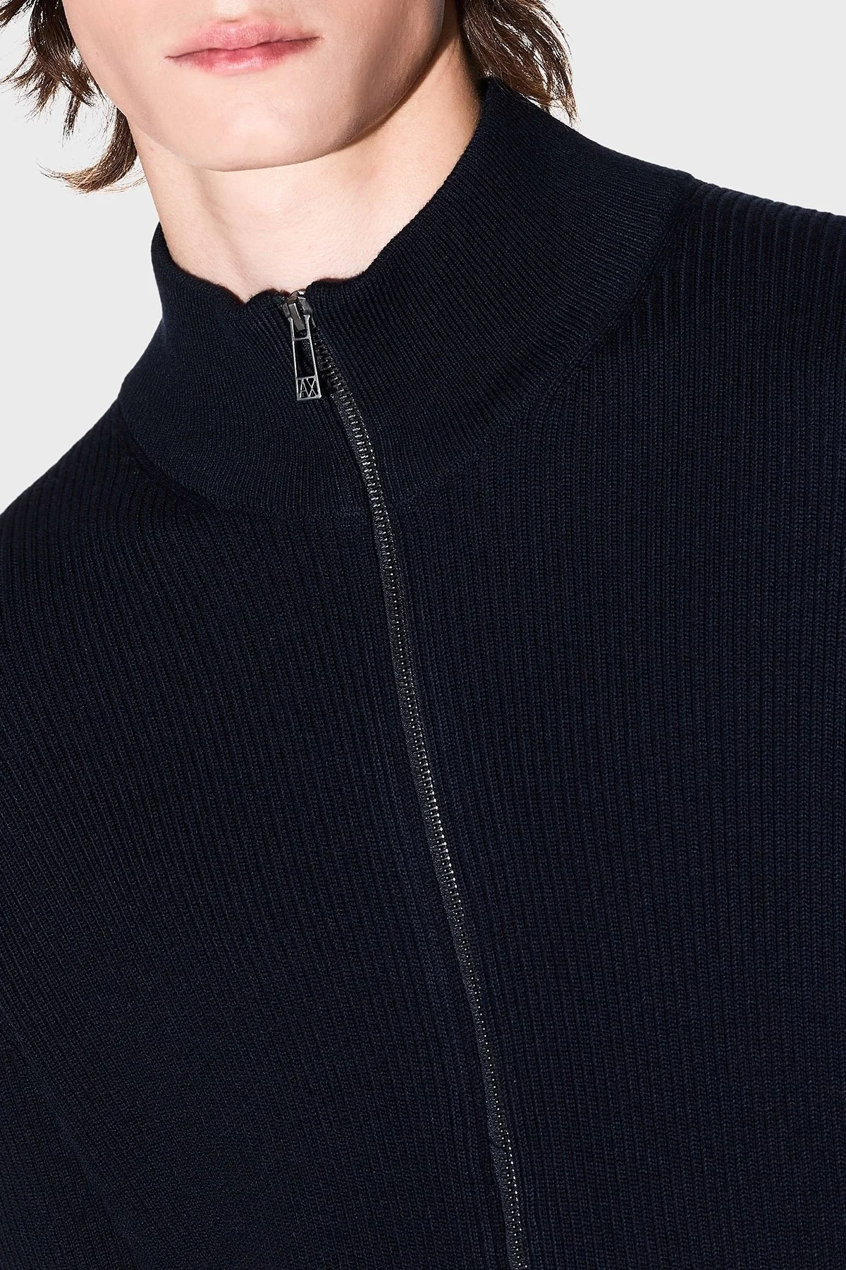 Armani Exchange Pamuk ve Yün Karışımlı Regular Fit Dik Yaka Erkek Hırka XM000912 AF10348 UB101 LACİVERT - 4