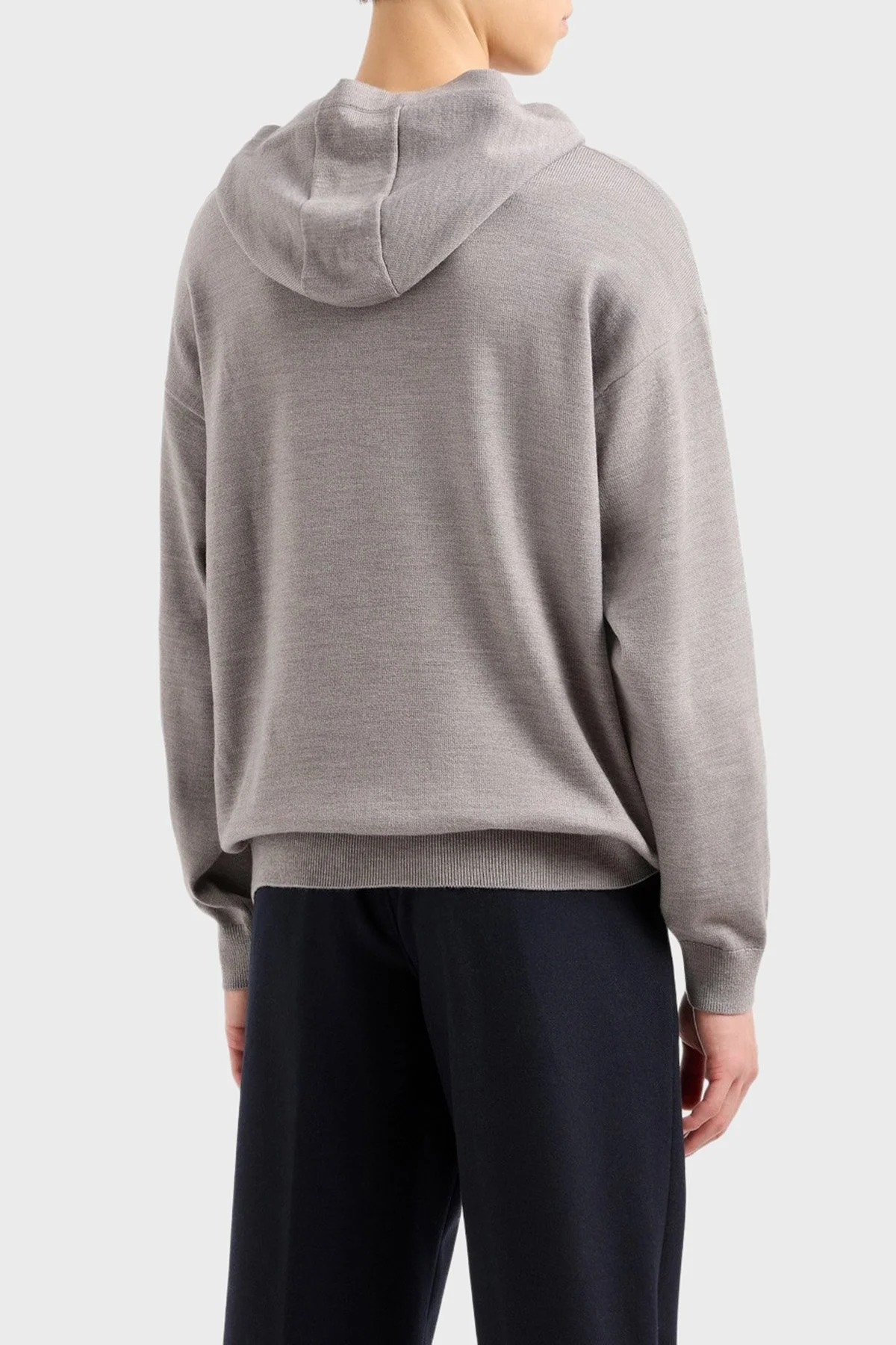 Armani Exchange Pamuk ve Yün Karışımlı Regular Fit Kapüşonlu Erkek Kazak 6DZM2Y ZM4NZ 17AC GRİ - 3