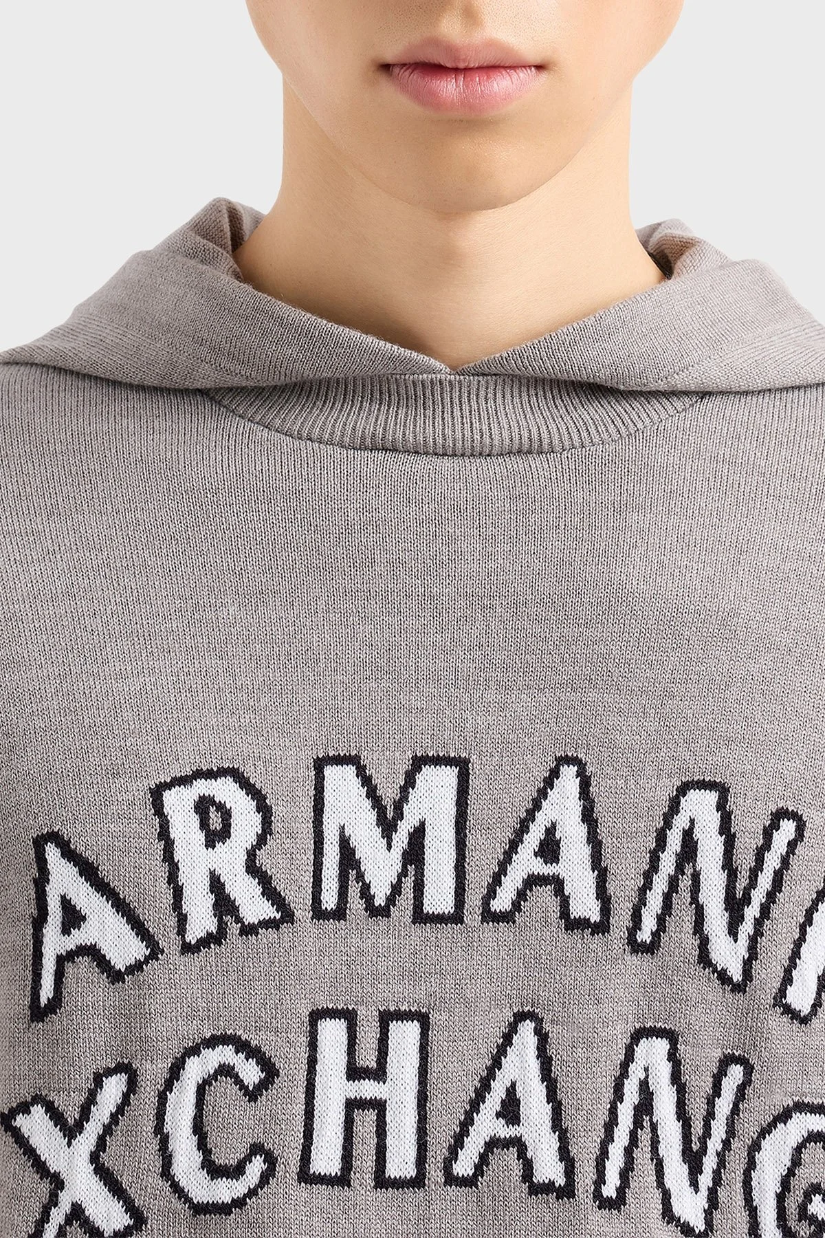 Armani Exchange Pamuk ve Yün Karışımlı Regular Fit Kapüşonlu Erkek Kazak 6DZM2Y ZM4NZ 17AC GRİ - 4