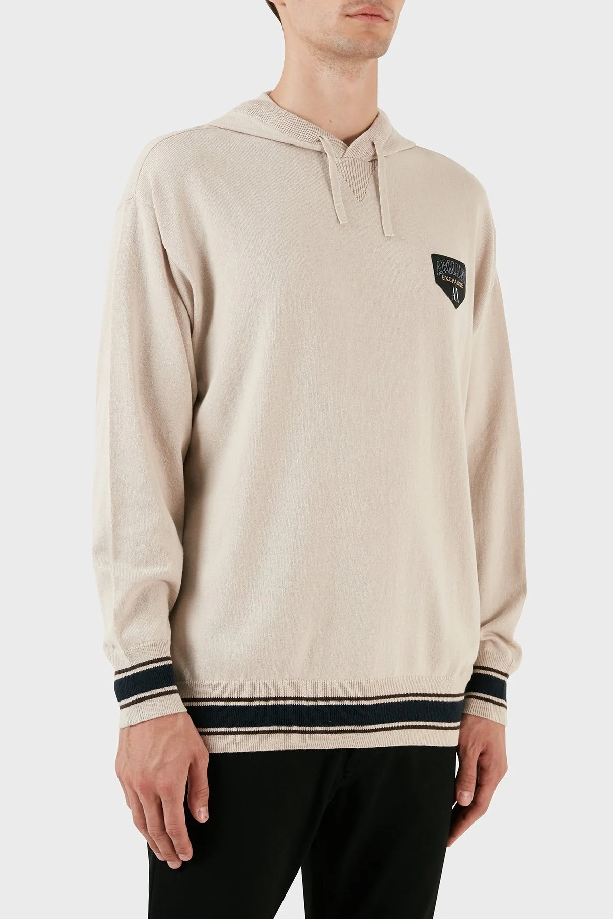 Armani Exchange Pamuk ve Yün Karışımlı Regular Fit Kapüşonlu Erkek Kazak 6RZM2A ZM3FZ 1934 BEJ - 4